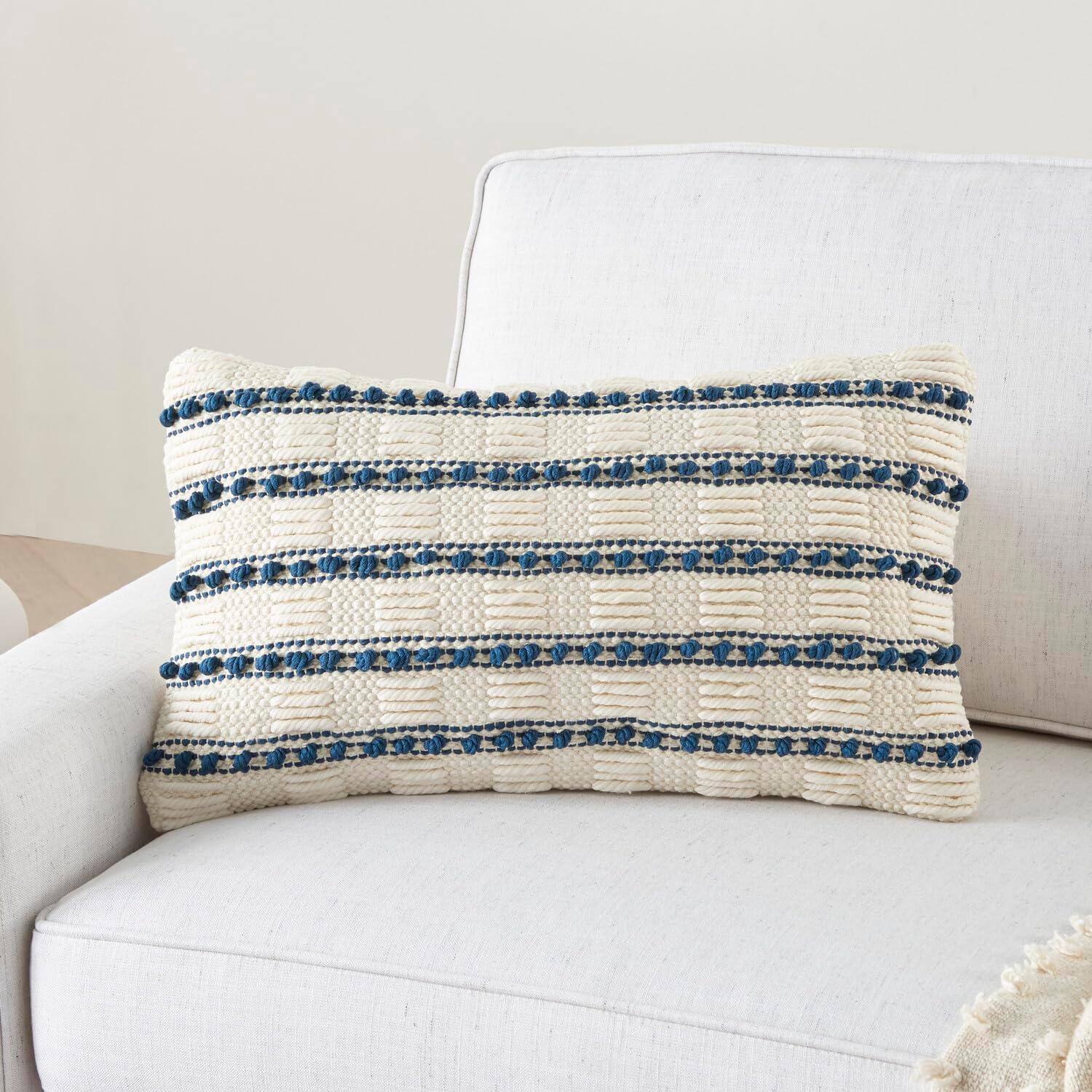 Mina Victory GC384-012020 Textured Cotton Blend Throw Pillow