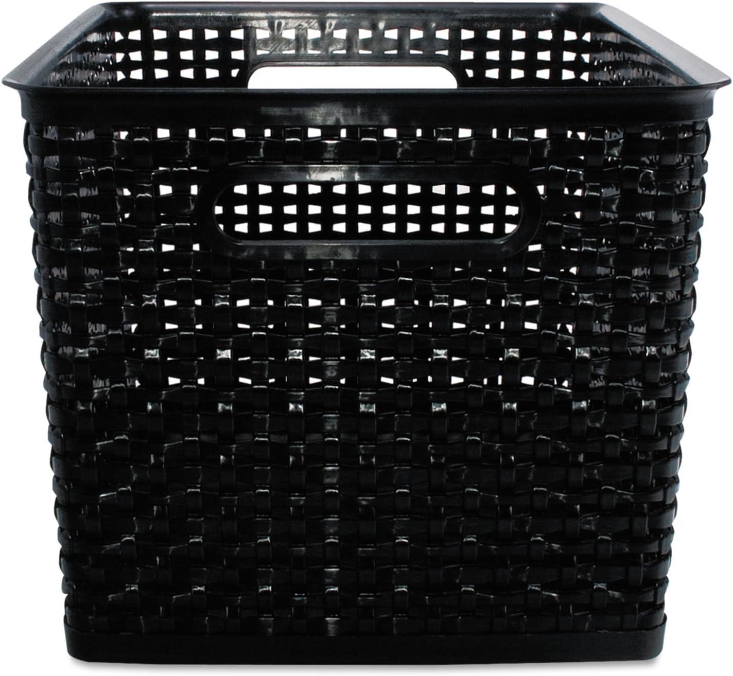 Advantus Black Plastic Weave Bins, Large, Pack of 2