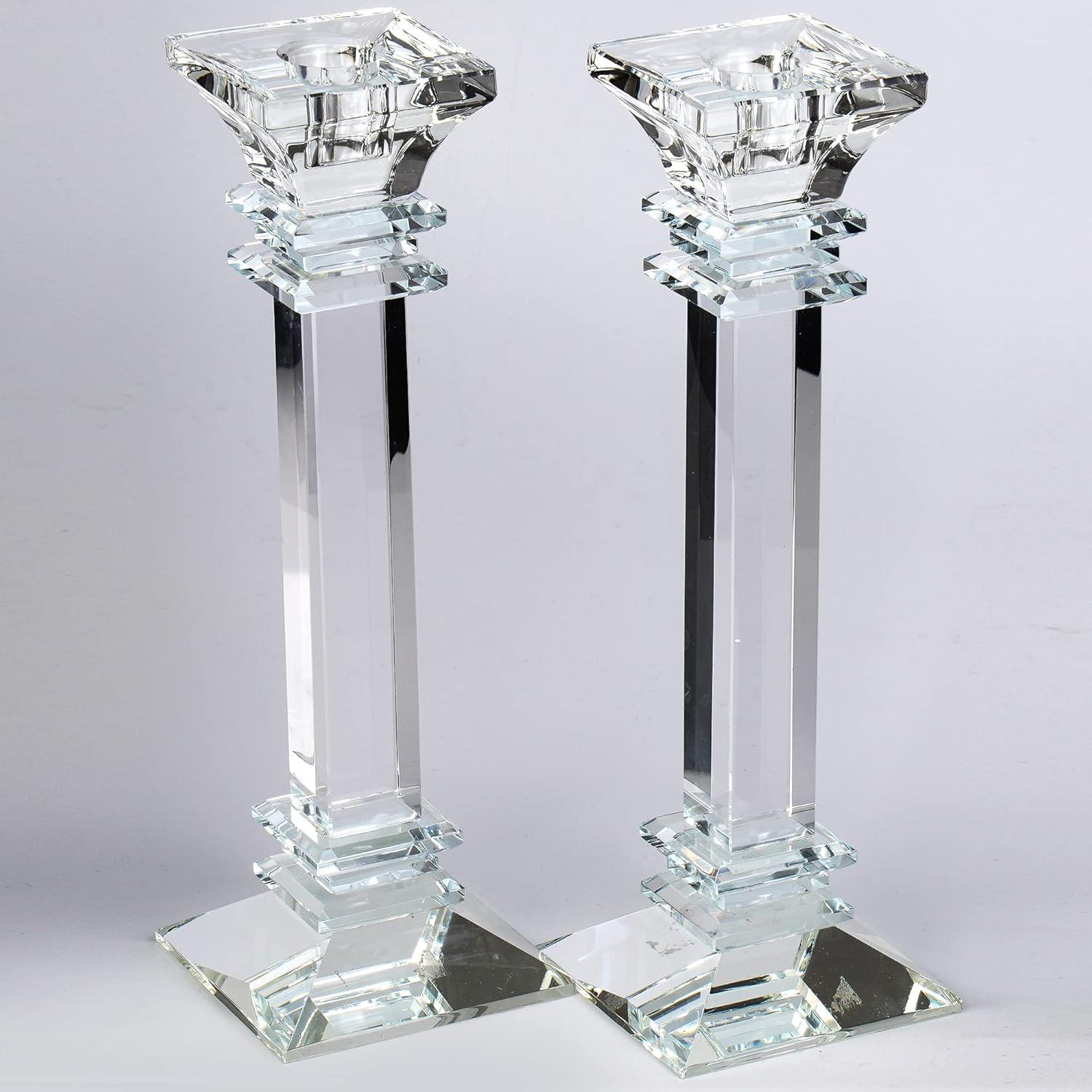 Elegant 11.8" Crystal Candlestick Holders Set of 2