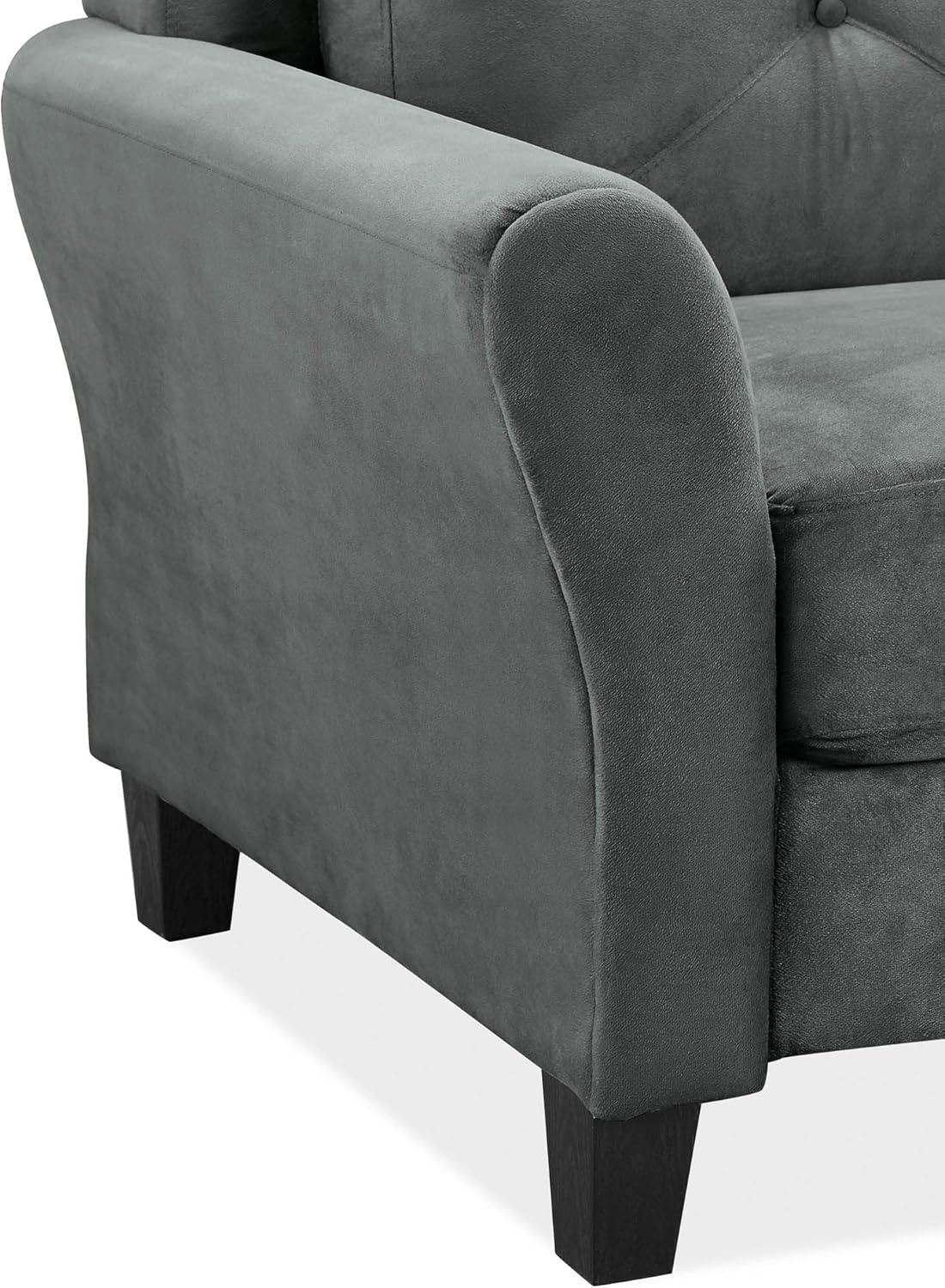 Lifestyle Solutions Taryn Traditional Sofa with Rolled Arms, Dark Gray Fabric