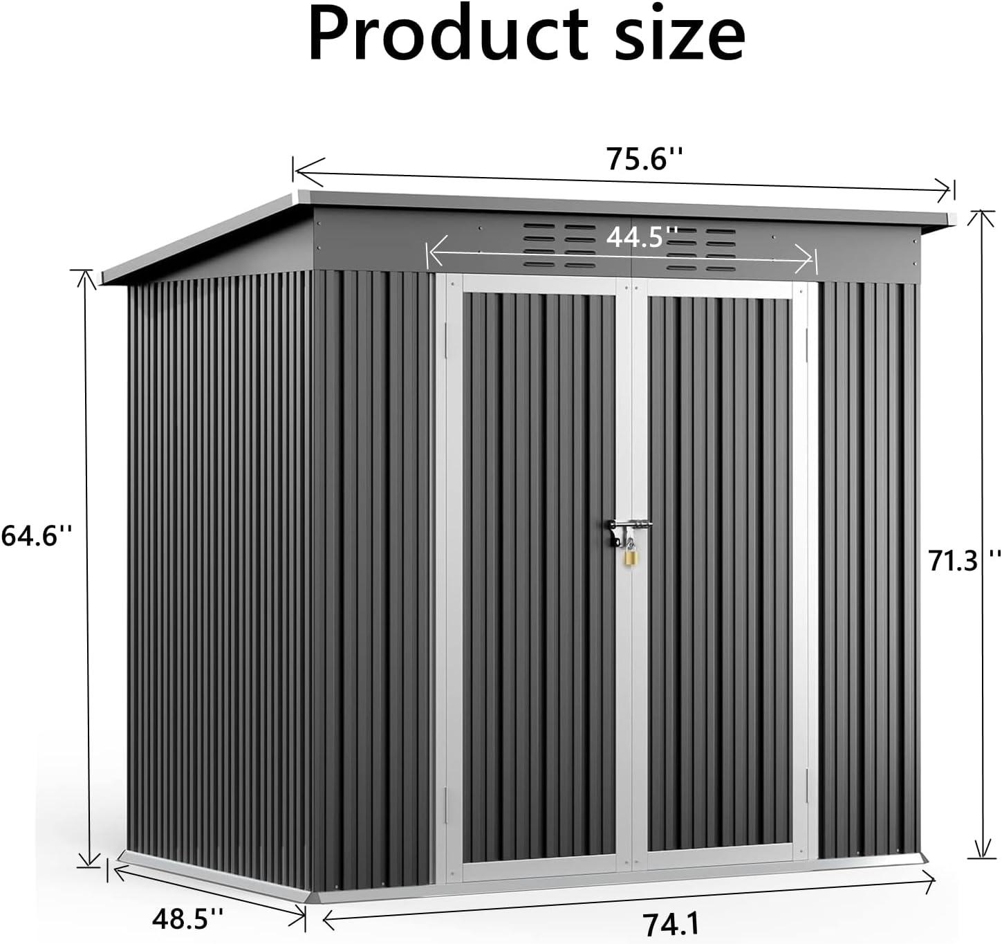 Bealife Outdoor Storage Shed Clearance, Metal Outdoor Storage Cabinet, Waterproof Tool Shed, Lockable Backyard Sheds for Garden, Patio and Lawn (Brown, 5' x 3')