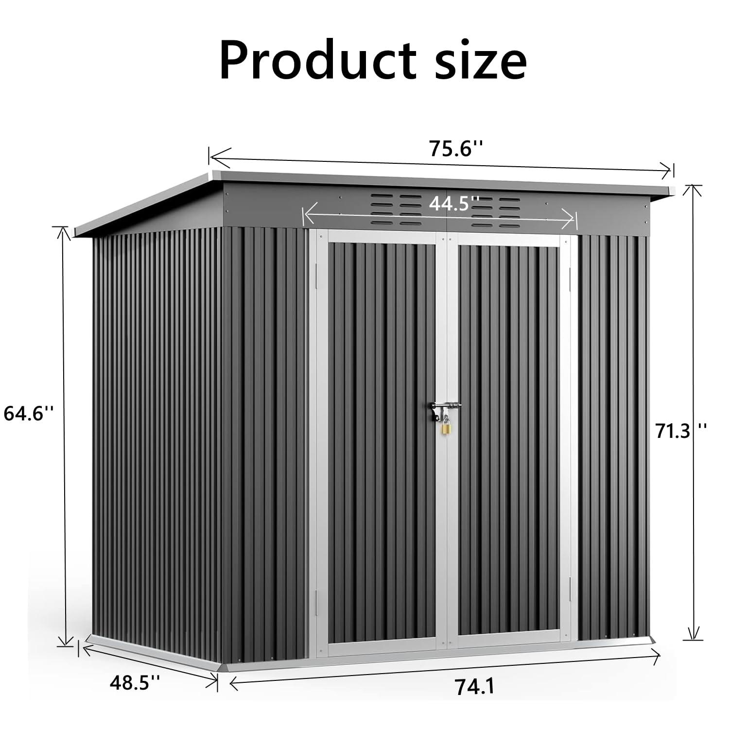 Bealife Outdoor Storage Shed Clearance, Metal Outdoor Storage Cabinet, Waterproof Tool Shed, Lockable Backyard Sheds for Garden, Patio and Lawn (Brown, 5' x 3')