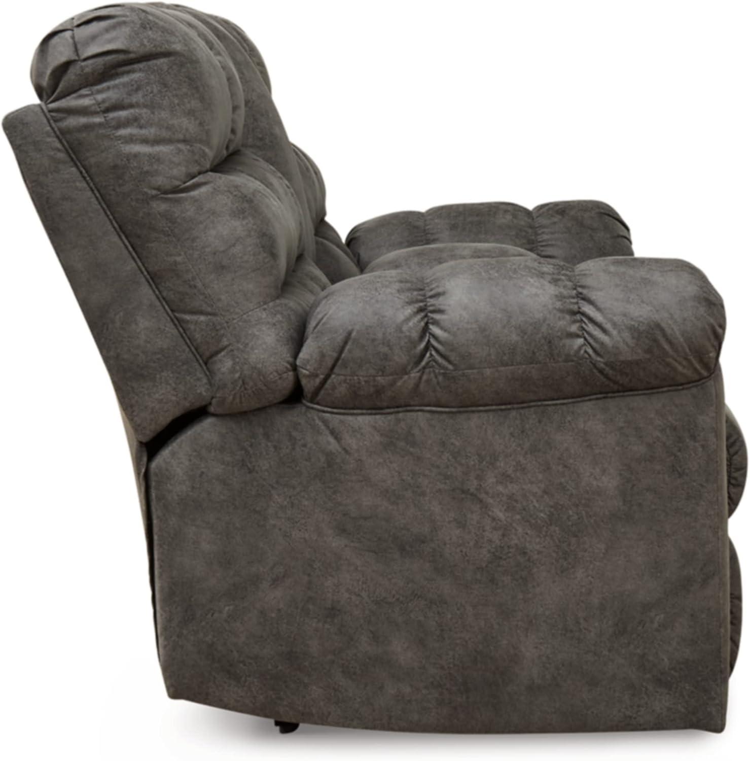 Nut Brown Faux Leather Reclining Loveseat with Cup Holder