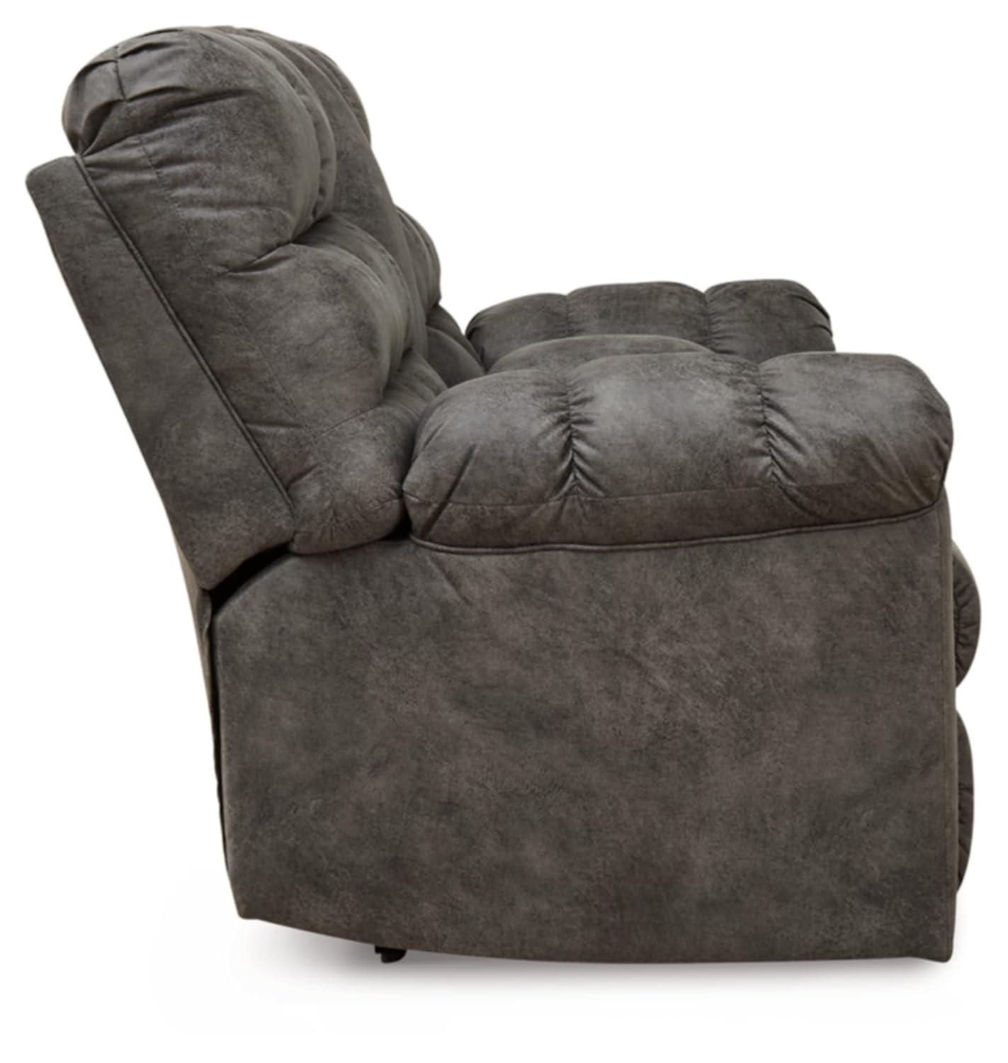 Nut Brown Faux Leather Reclining Loveseat with Cup Holder