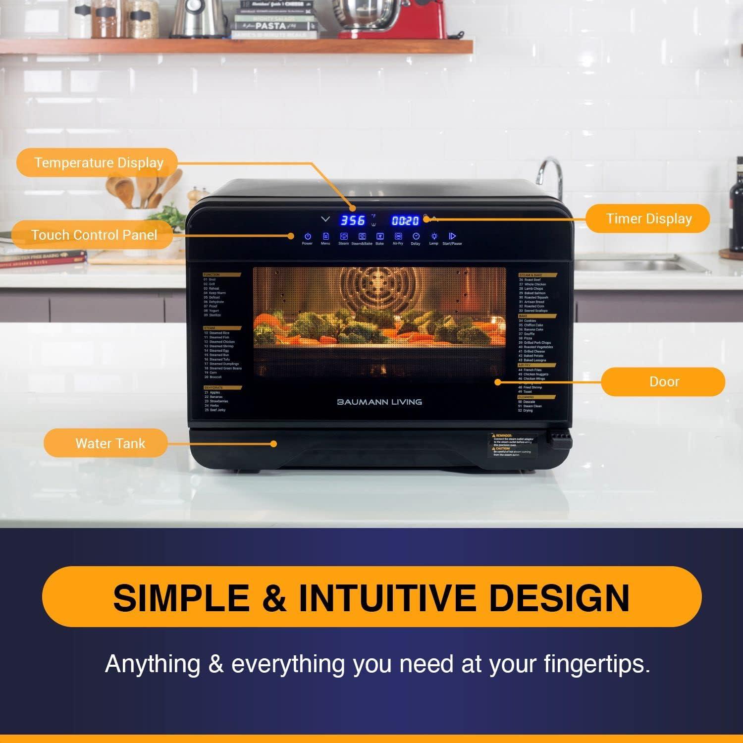 Baumann Living Mutlifunction Air Fryer Steam Oven Convection Countertop All-inOne Appliance