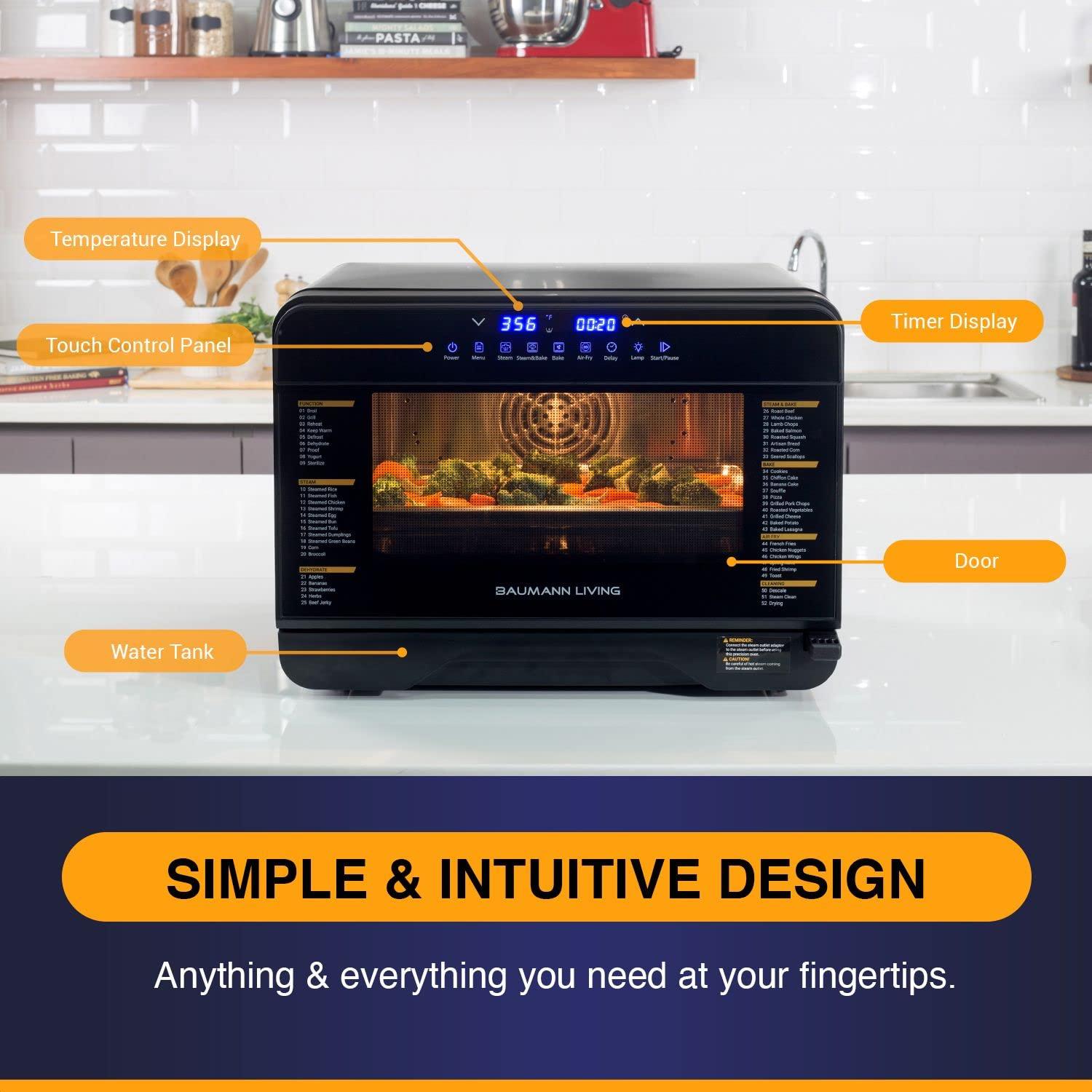 Baumann Living Mutlifunction Air Fryer Steam Oven Convection Countertop All-inOne Appliance