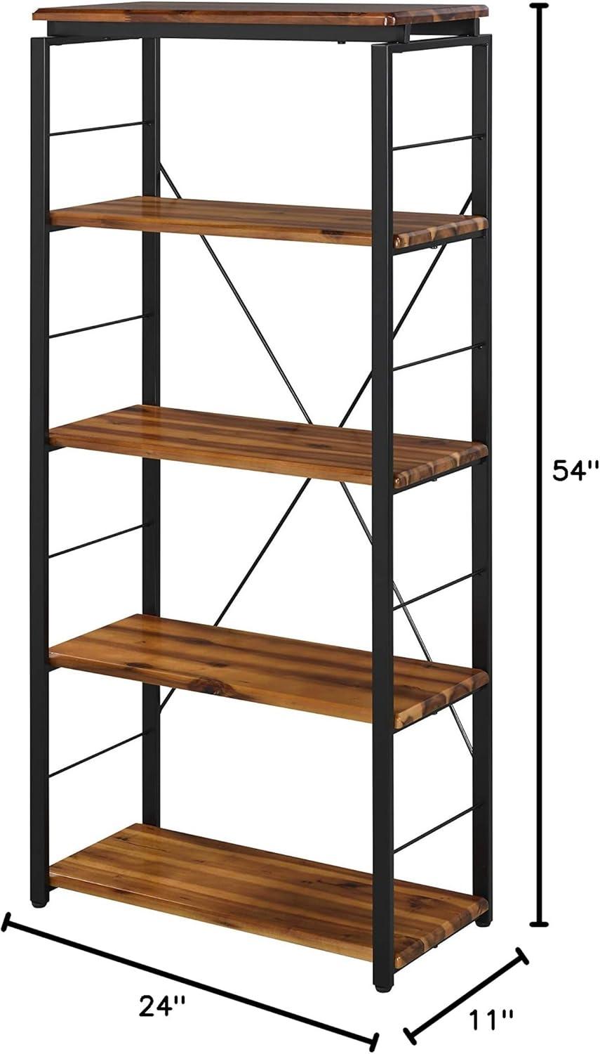 Jurgen Oak and Black Industrial Etagere Bookcase