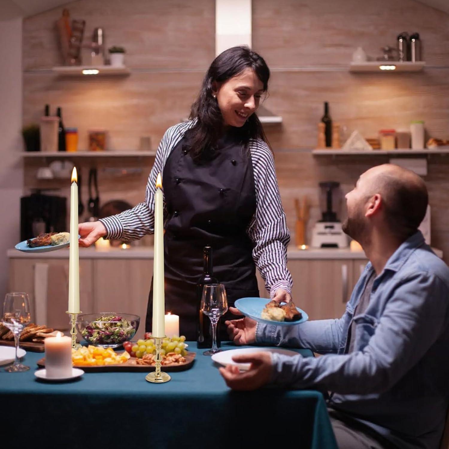 flamecan Ivory Taper Candles, Set of 20 Unscented and Smokeless 10 Inch Taper Candles Long Burning, Paraffin Wax with Cotton Wicks for Burning Approxinately 7-8 Hours Time