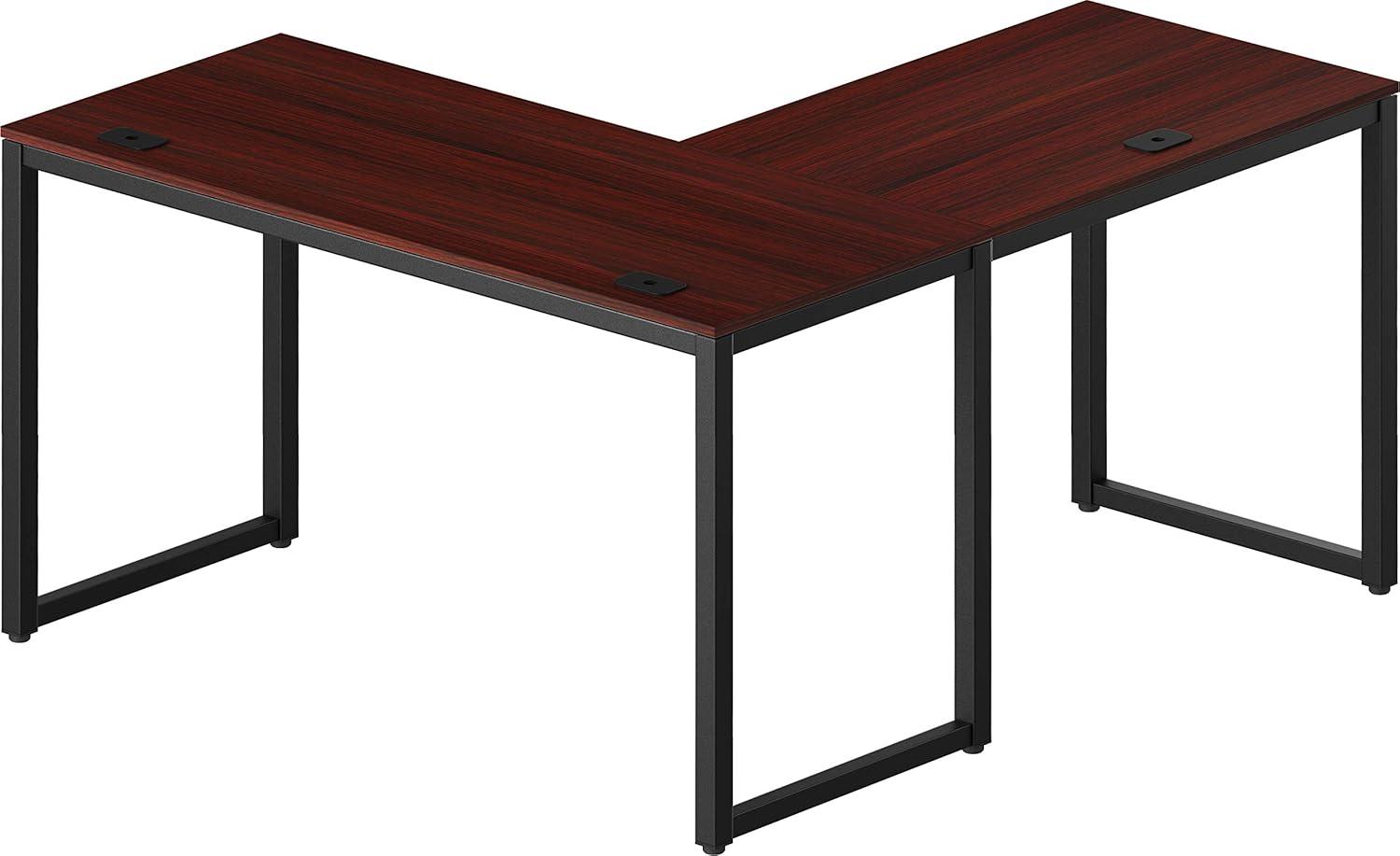 SHW Commercial-Grade L Shaped 55" x 60" Corner Office Computer Desk, Espresso