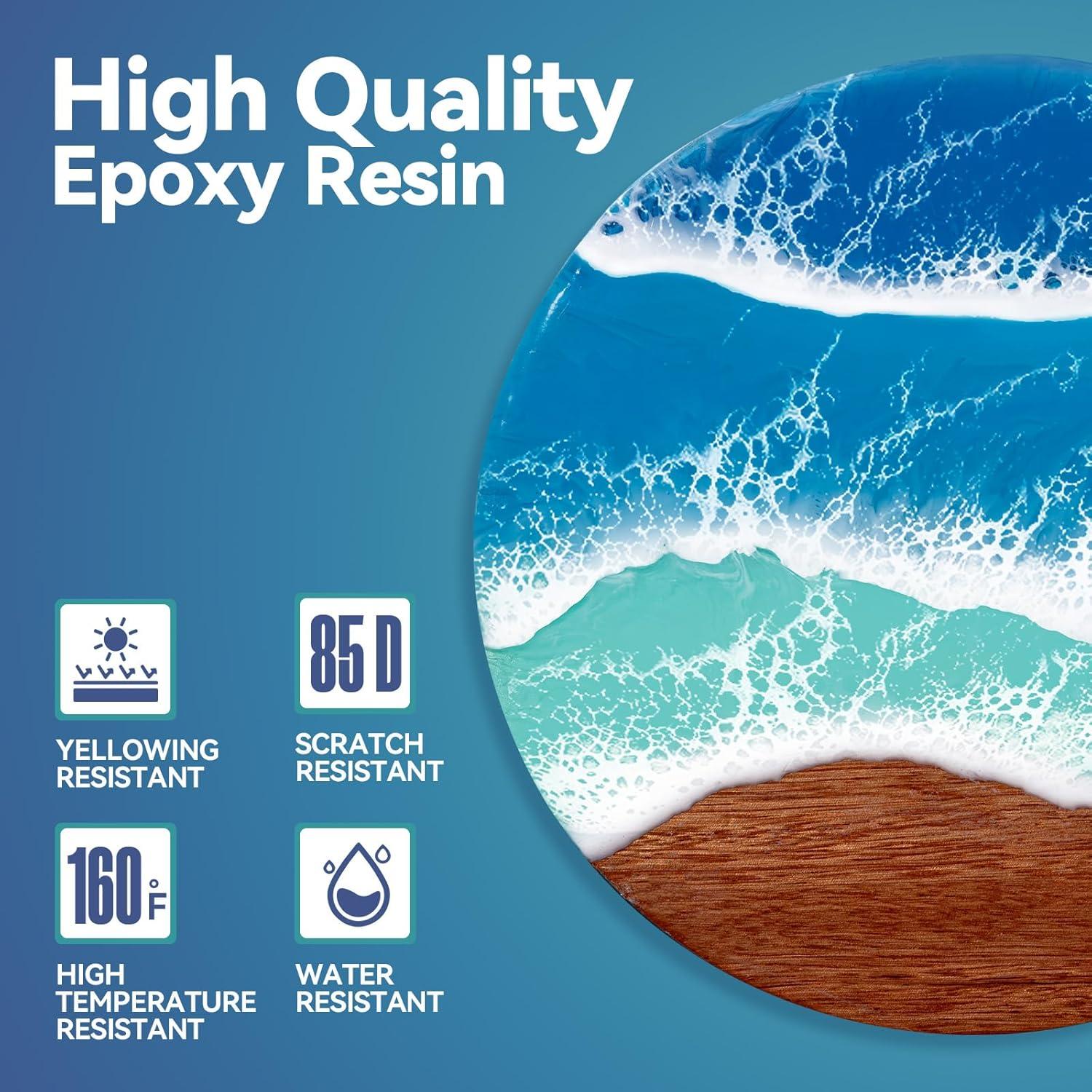 INCLY 1 Gallon Crystal Clear Epoxy Resin Kit, Bubbles Free Epoxy Resin Supplies, Casting & Coating Resin Epoxy for Craft Tabletop, Art Painting, Molds, with 24 Mica Powder, Large Silicone Cup & Stick