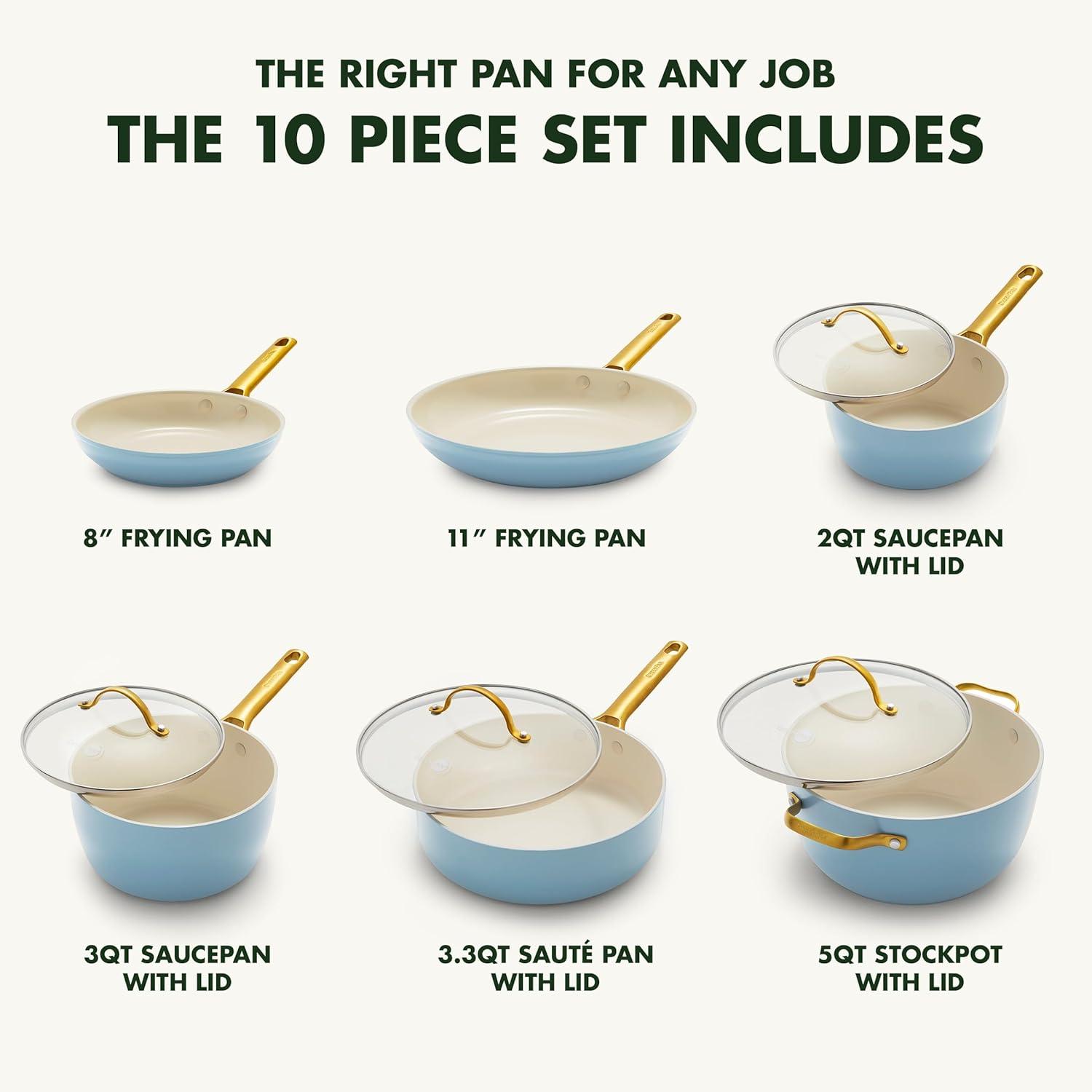 GreenPan Reserve Hard Anodized Healthy Ceramic Nonstick 10 Piece Cookware Set