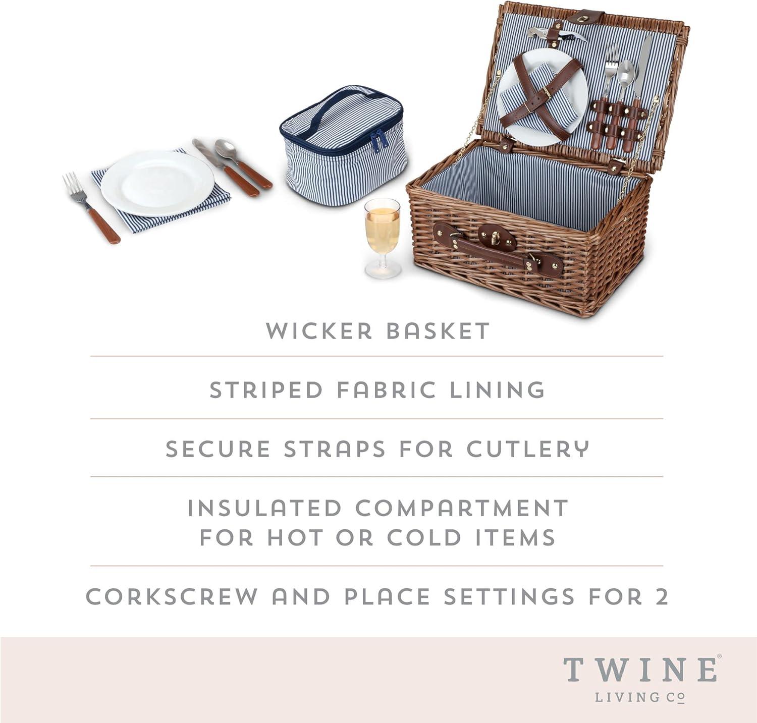 Seaside Newport Wicker Picnic Basket Set