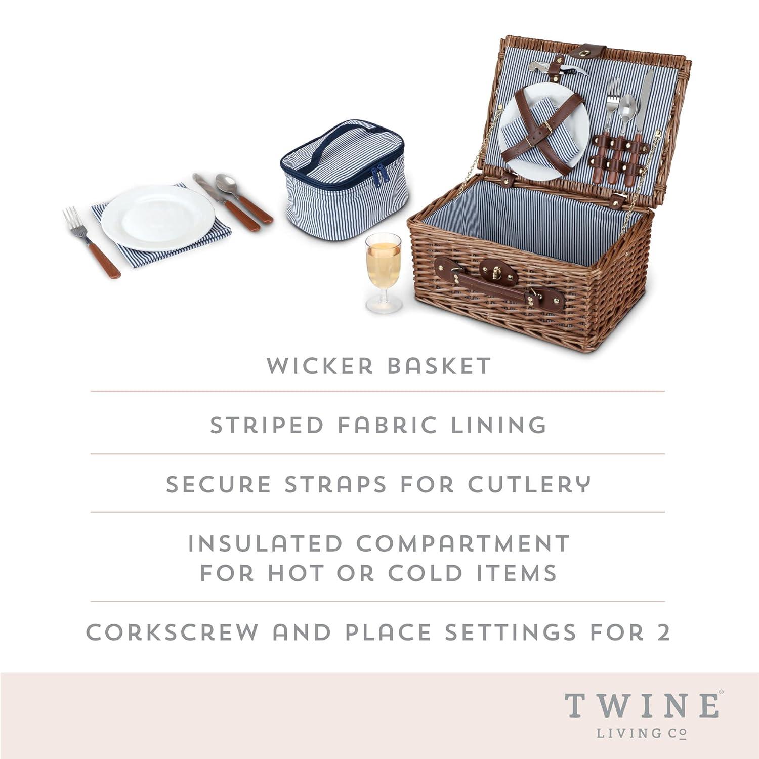 Seaside Newport Wicker Picnic Basket Set