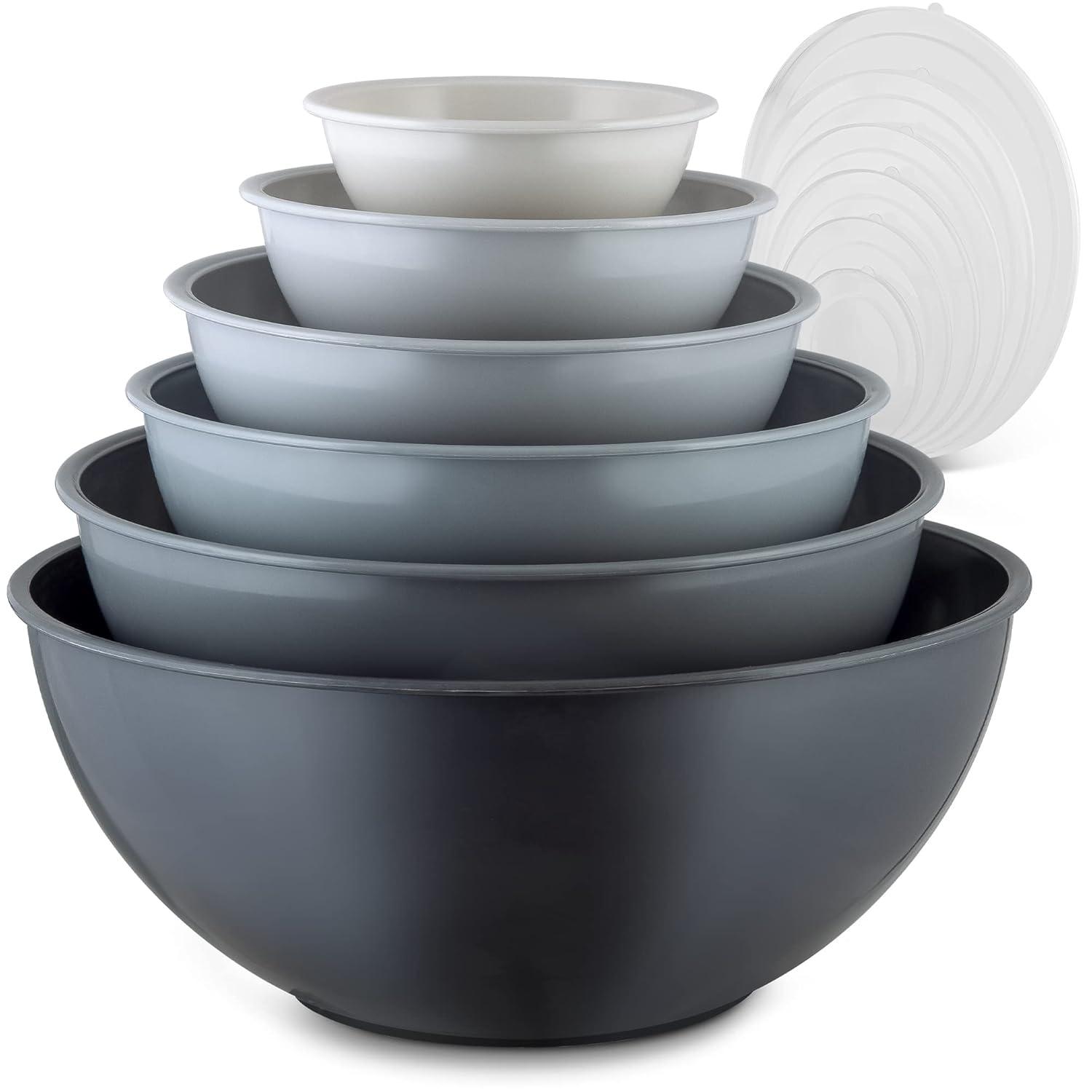 Zulay Kitchen Plastic Mixing Bowls With Lids 12 Piece Set 6 Prep Bowls and 6 Lids