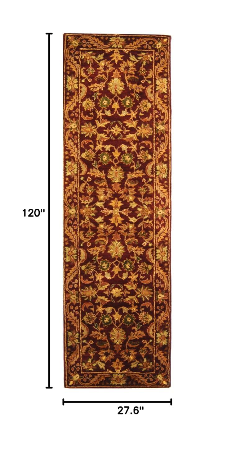 Hand-Tufted Wine and Gold Wool Runner Rug, 2'3" x 10'