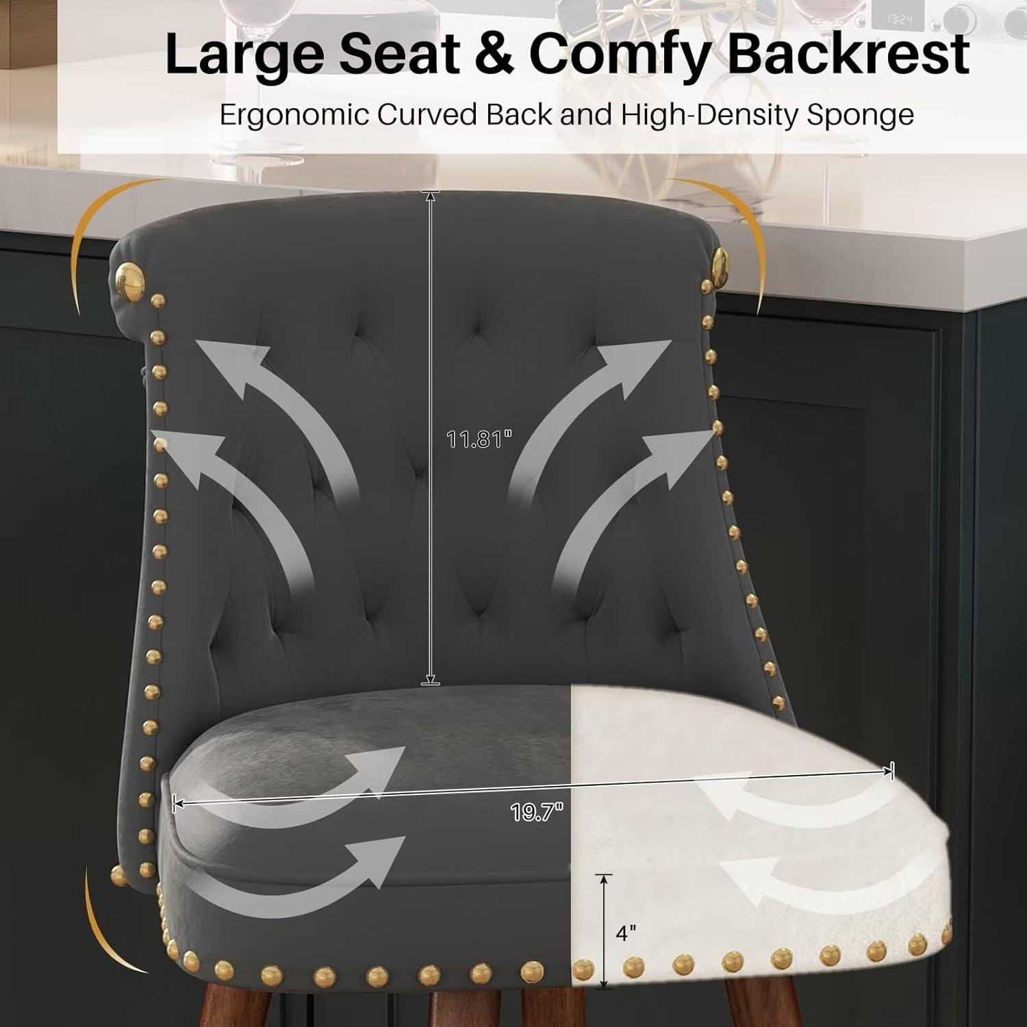 Everly Quinn Claymont Swivel 24 inch Counter Height Stools  (Set of 2) Upholstered Bar Stools with Back