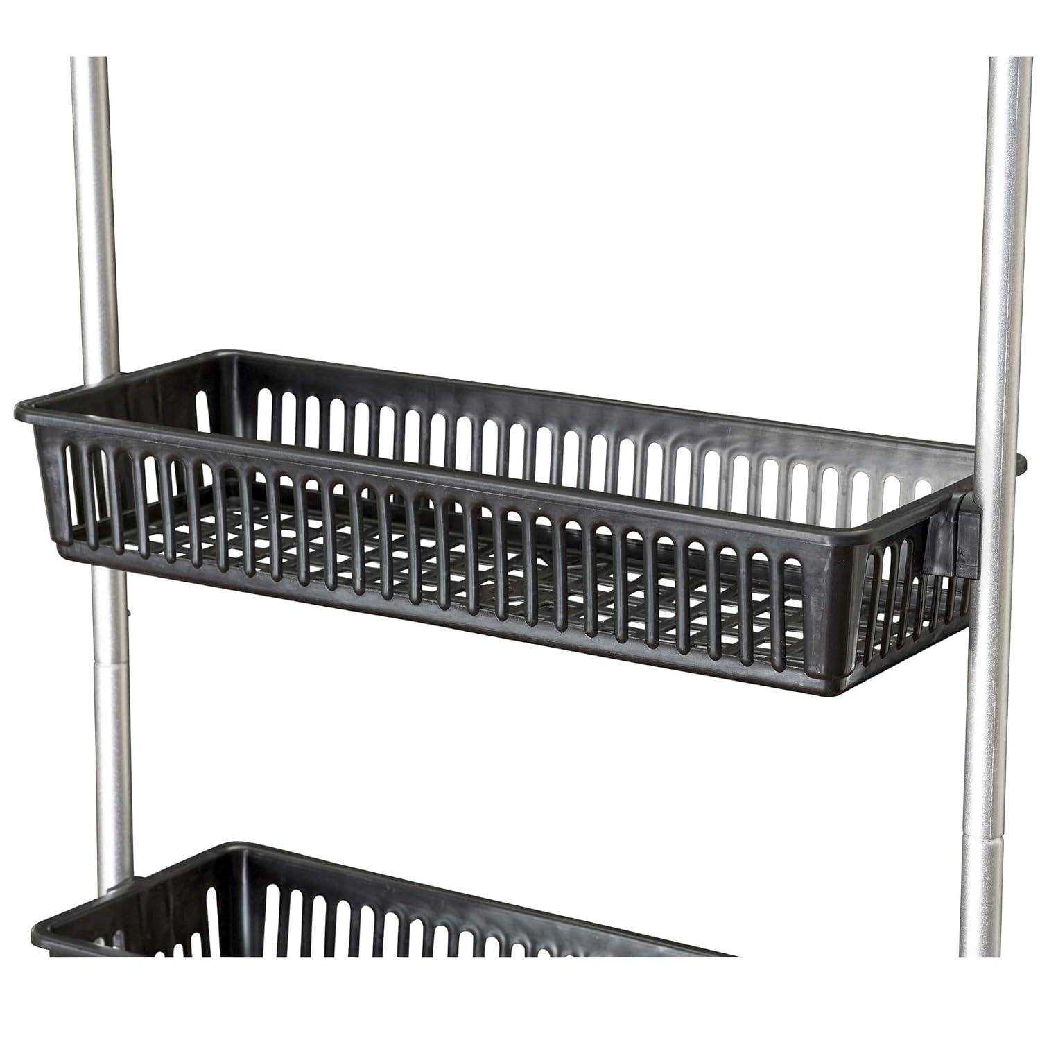 Household Essentials Over the Door Storage Rack, 6 Basket Door Organizer, Great for Use in Pantry as Spice Rack, Black
