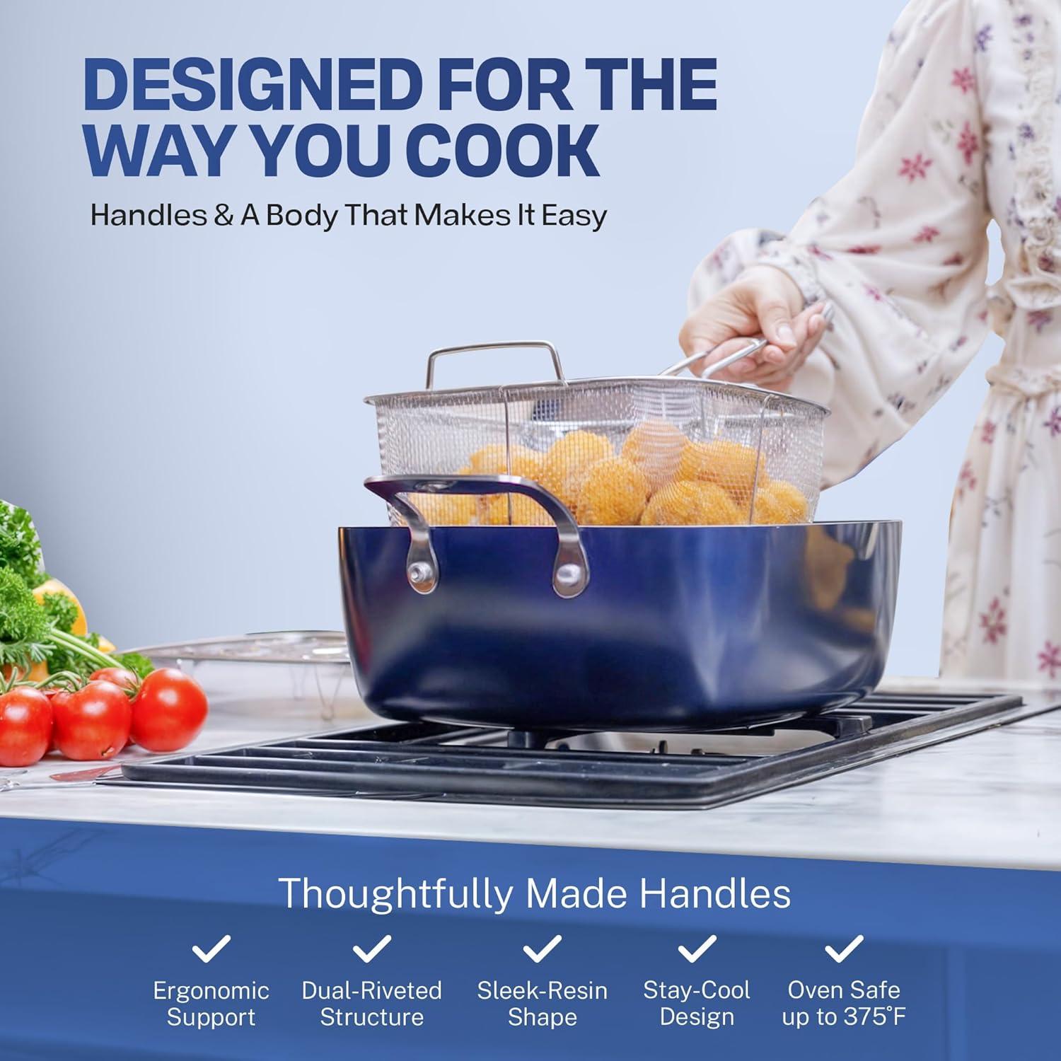 Granitestone Blue 20 Piece Aluminum Non Stick Cookware & Bakeware Set with Ultra Nonstick Surface, Oven & Dishwasher Safe