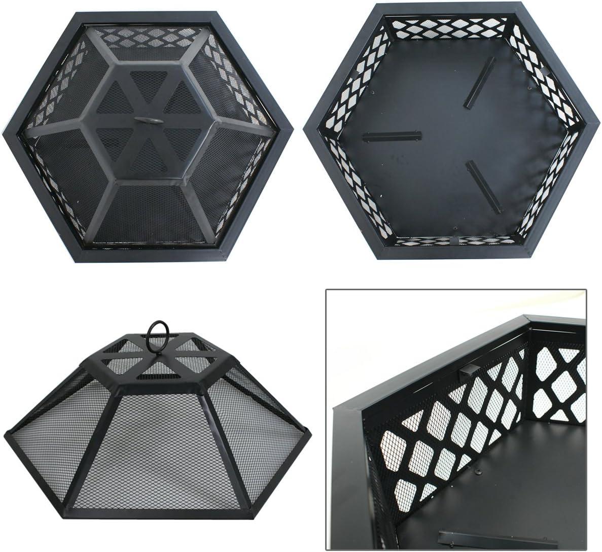 ZENY 24" Hexagon Wood Bronze Finish Steel Fire Pit