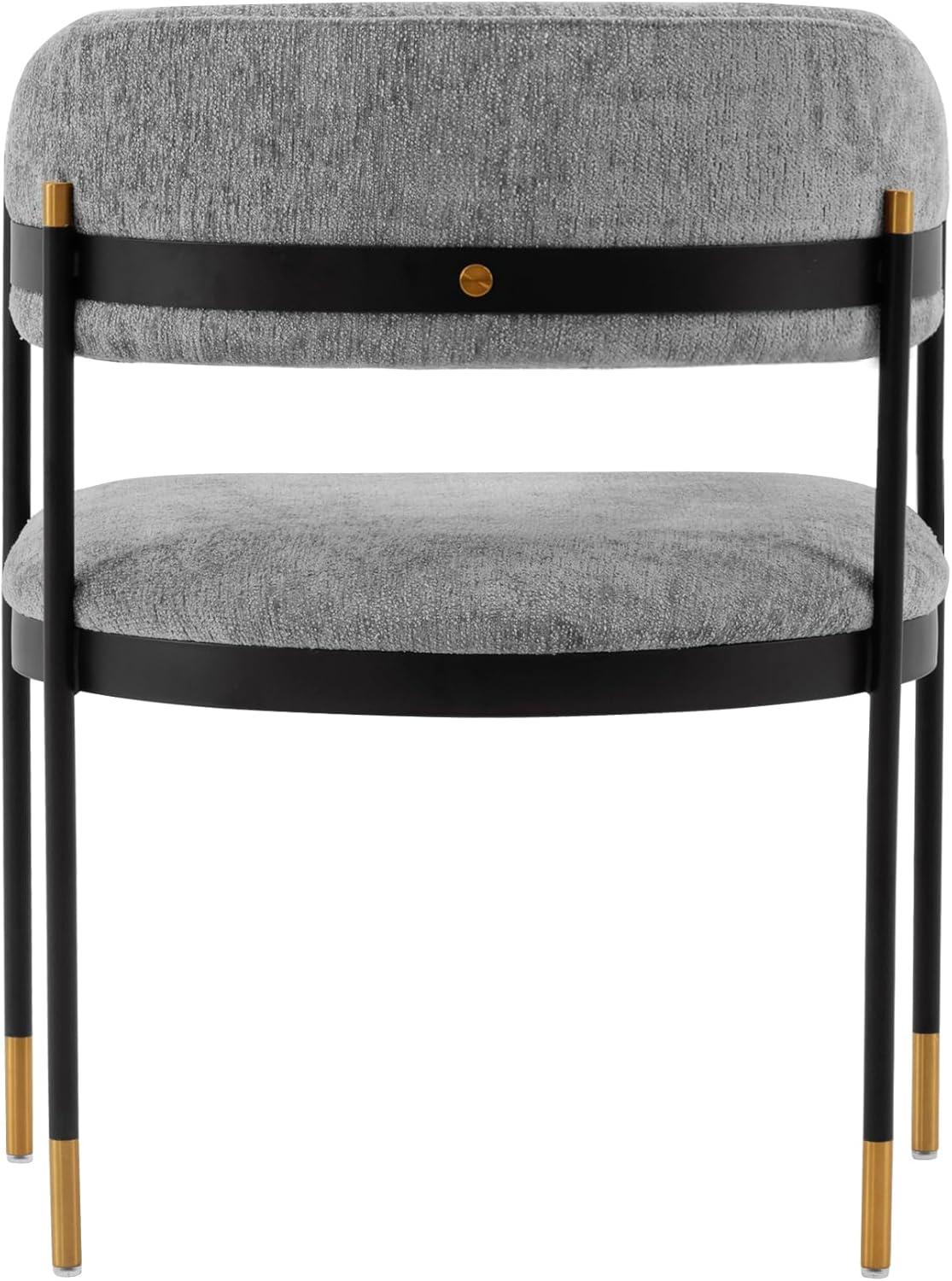 Lia Modern Boucle Upholstered Dining Armchair Gray - Manhattan Comfort: Brushed Gold Accents, No Assembly Required
