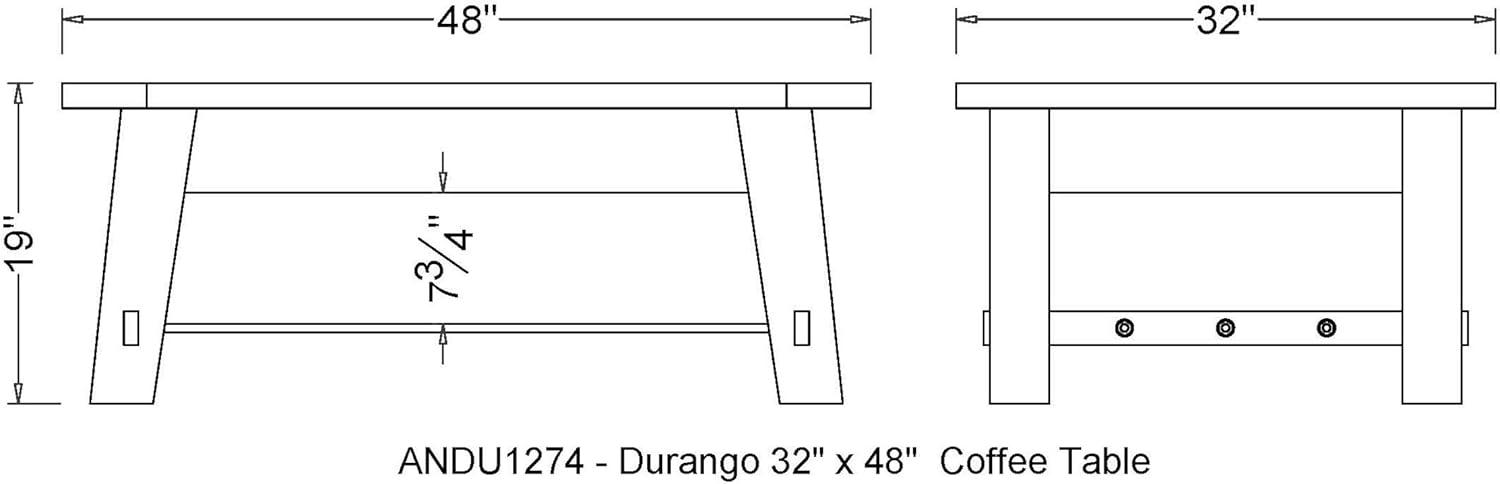 Alaterre Furniture Durango Industrial Wood Coffee Table Dark Brown: Rustic Acacia & Steel, Fixed Shelf