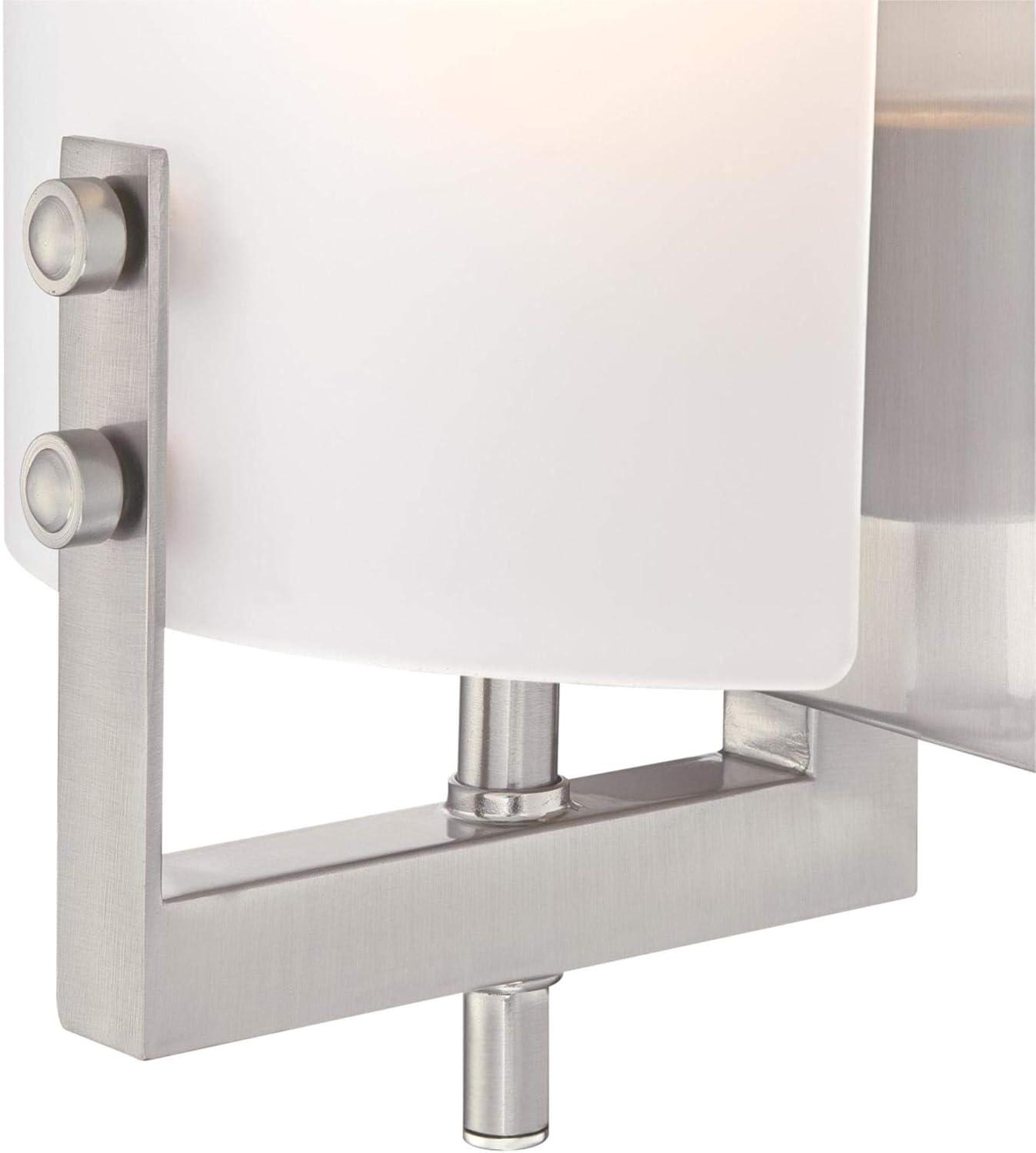 Enzo James Contemporary Brushed Nickel Wall Sconce with Frosted Glass