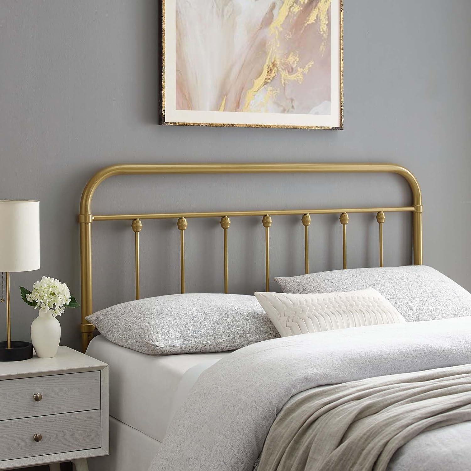 Modway Sage King Metal Headboard – Arched Spindle Design with Vertical Rods, Classic Industrial Accent for Modern or Vintage Bedrooms