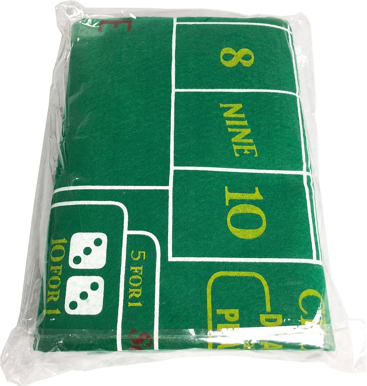 Craps Table Top Felt Layout - 36" x 72" Rectangle Las Vegas Style Green Casino Poker Table Cover Mat, Great for Poker Game Night Events Theme Party Fundraisers & Gatherings