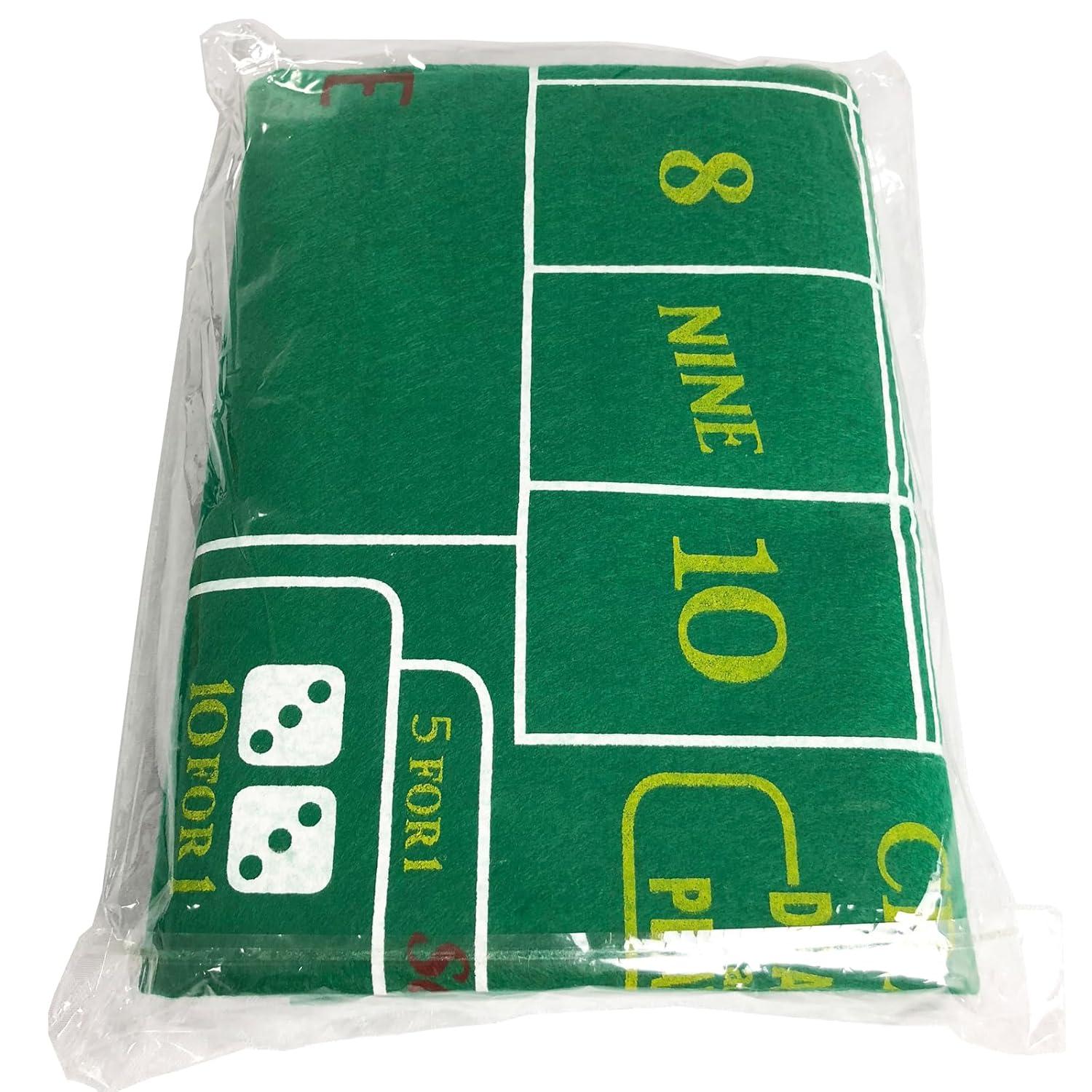 Craps Table Top Felt Layout - 36" x 72" Rectangle Las Vegas Style Green Casino Poker Table Cover Mat, Great for Poker Game Night Events Theme Party Fundraisers & Gatherings