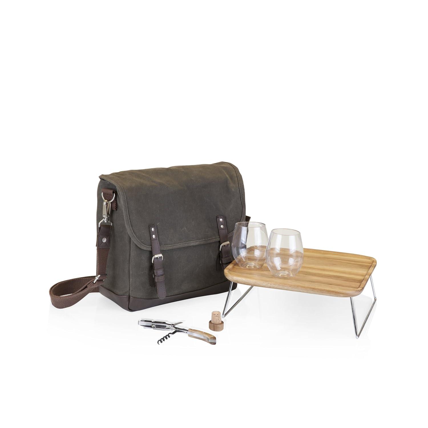 ONIVA™ Adventure Wine Tote Bag - 2 Bottle Wine Bag with Wine Glasses and Mini Table