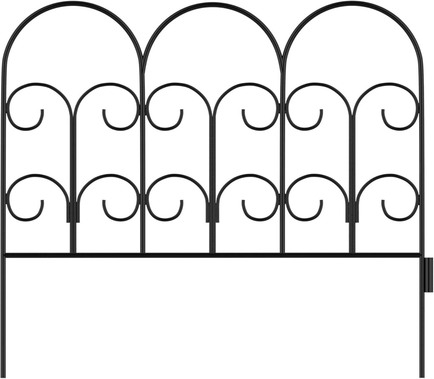 Black Metal Decorative Scroll Garden Fence Panels Set