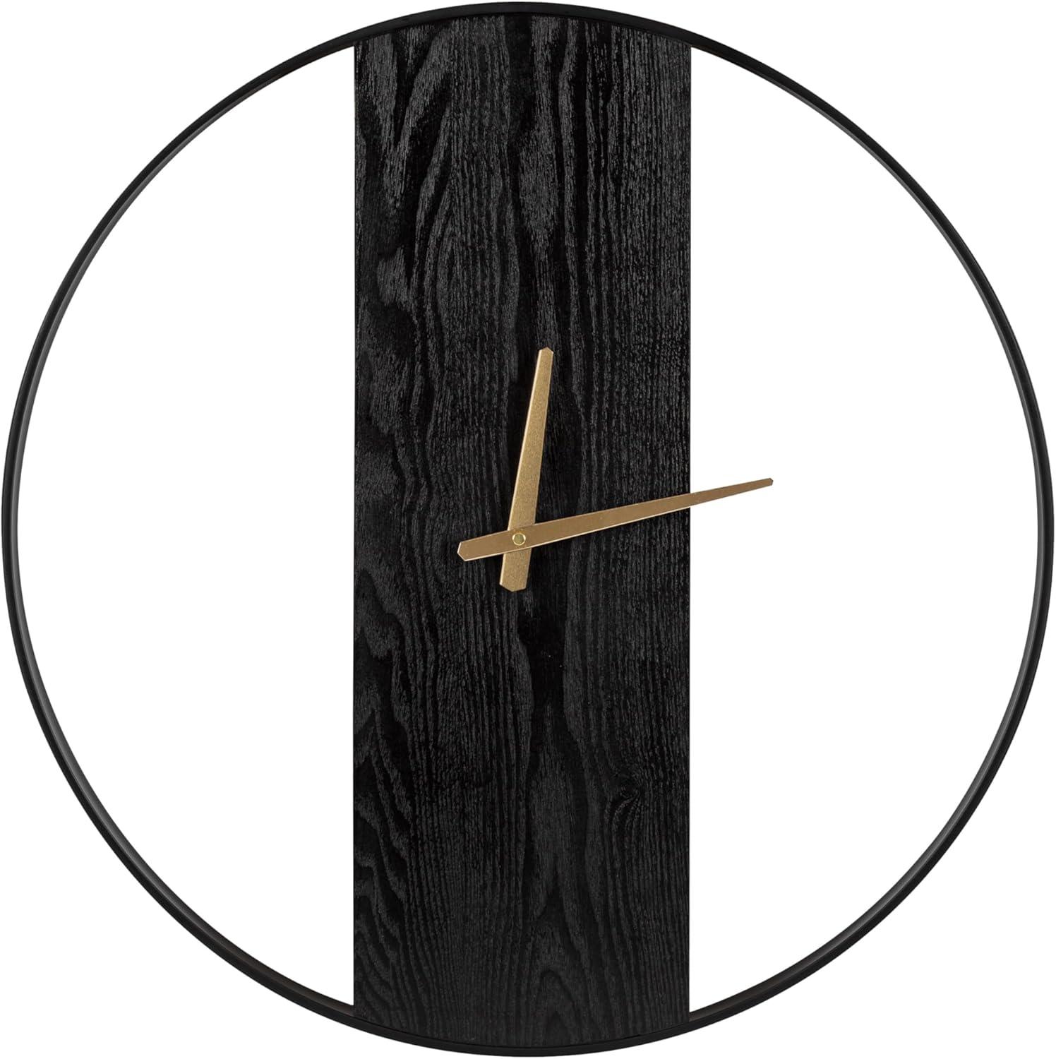 Kate & Laurel All Things Decor 24" Ladd Round Numberless Wall Clock Black