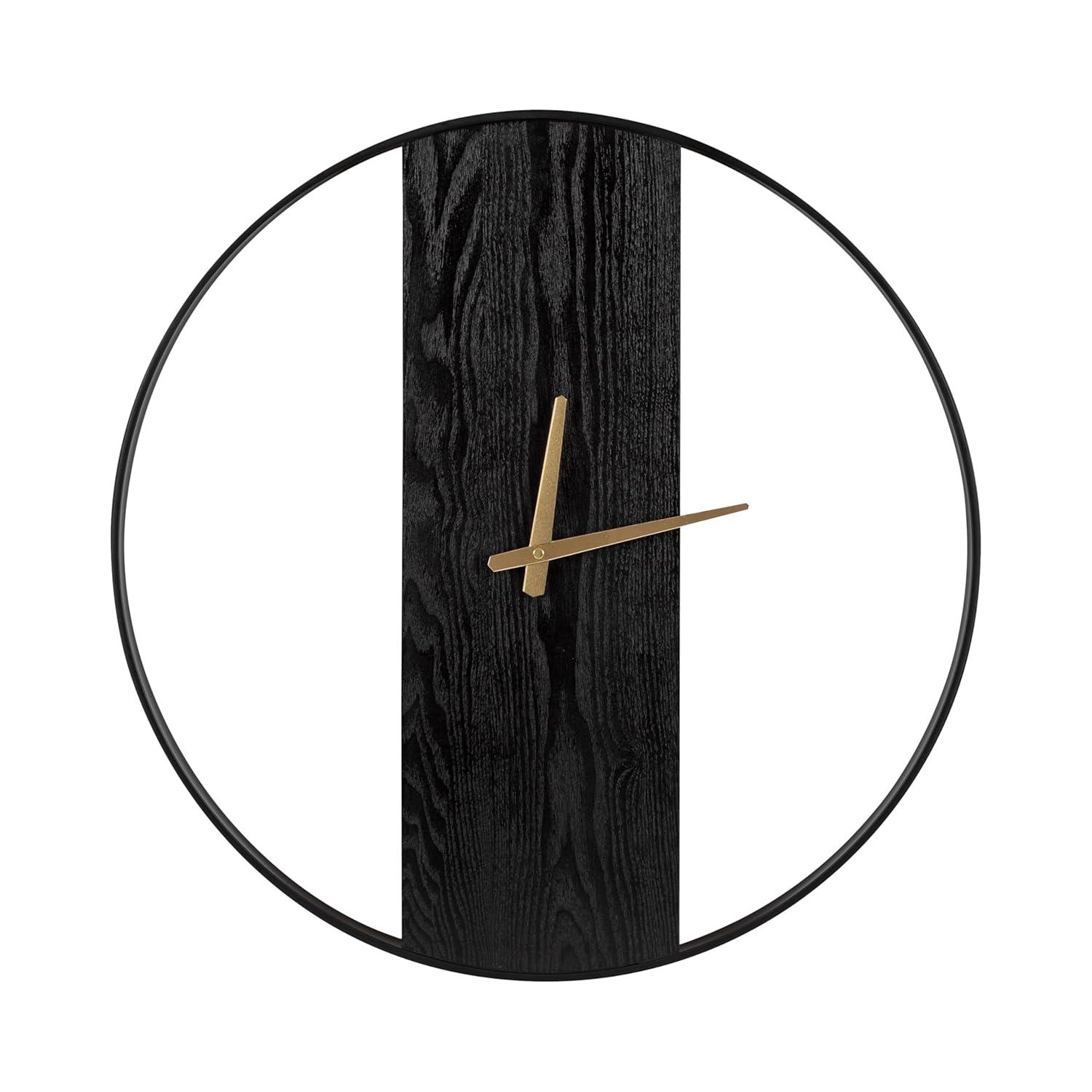 Kate & Laurel All Things Decor 24" Ladd Round Numberless Wall Clock Black