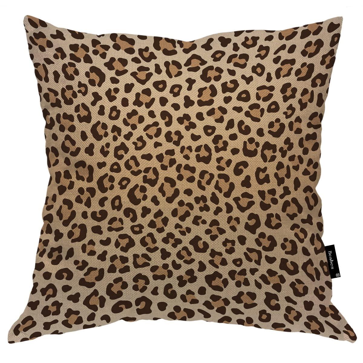 Leopard Throw Pillow Cover,Animal Leopard Print Soft Square Cushion Case Covers Home Decor for Couch Sofa Bedroom Car Office 18x18 Inch Pillowcases