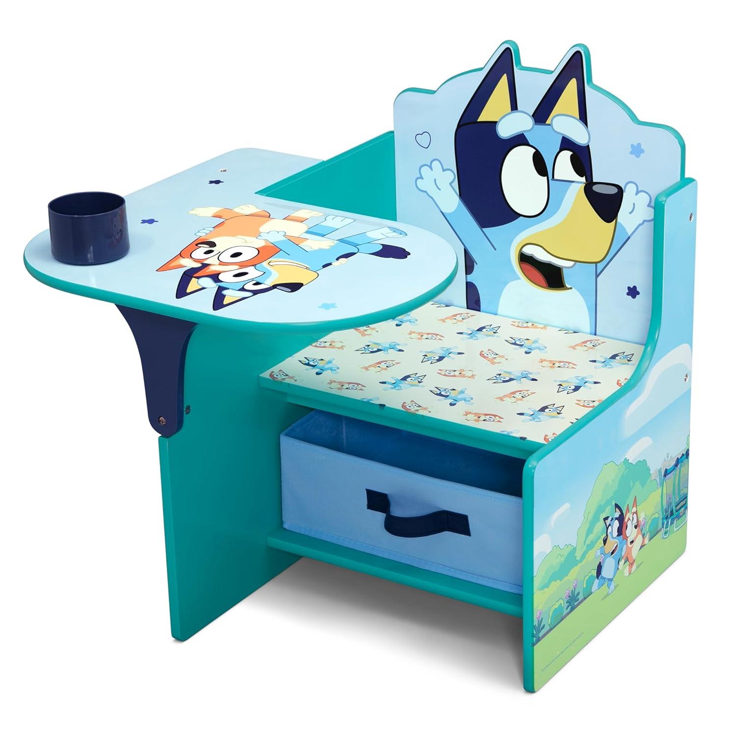 Bluey Kids Chair Desk with Storage Bin and Cup Holder