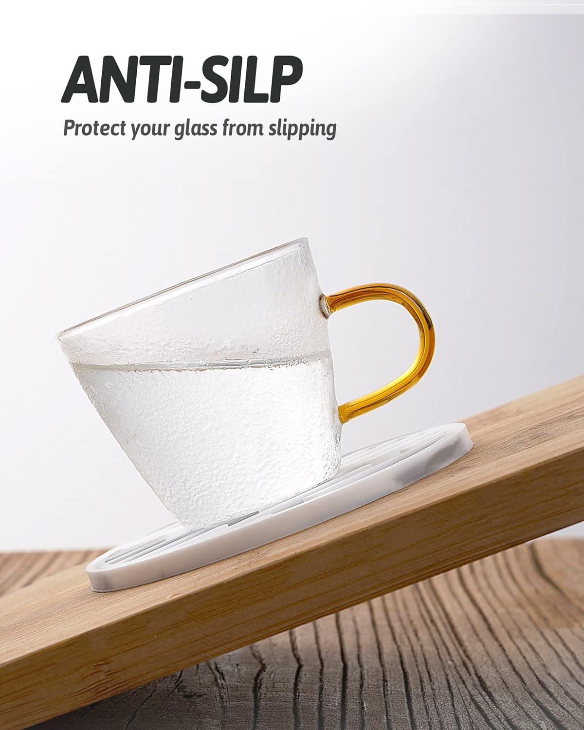 Silicone Coasters for Drinks Set of 6 with Holder - Waterproof Non-Slip Reusable Coaster Mats, Durable Cup Coasters for Table, Bar, Office, Kitchen (6-Pack), Christmas, Thanksgiving Gifts