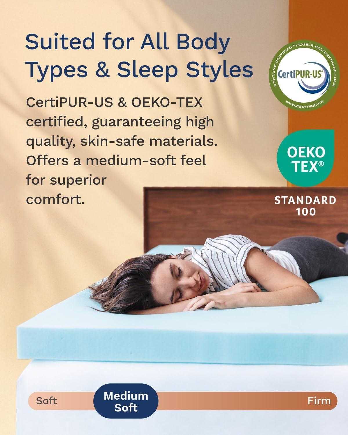 Mattress Topper - 2 Inch - CertiPUR-US Certified Gel Memory Foam - Reflex by Viscosoft  Twin XL