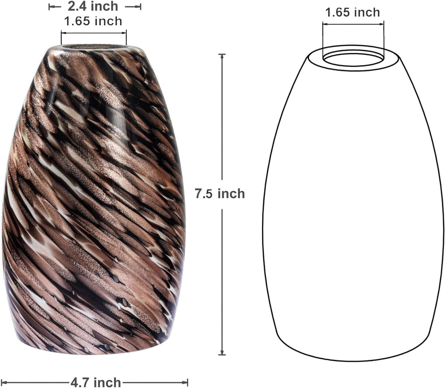 Oval Glass Lamp Shade Only Art Glass Lamp Covers Light Fixture Replacement for Kitchen Island Mini pendant Ceiling Lights Chandelier Hand Blown Glass Shade Replacement (Brown and Blue）