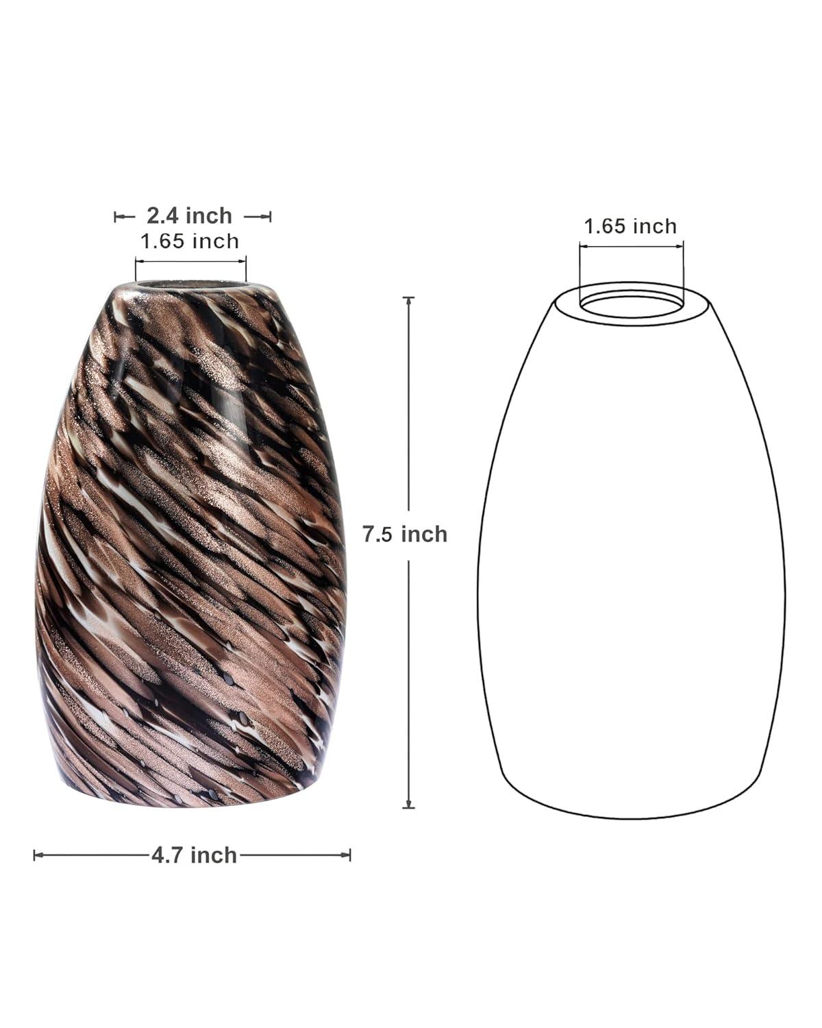 Oval Glass Lamp Shade Only Art Glass Lamp Covers Light Fixture Replacement for Kitchen Island Mini pendant Ceiling Lights Chandelier Hand Blown Glass Shade Replacement (Brown and Blue）