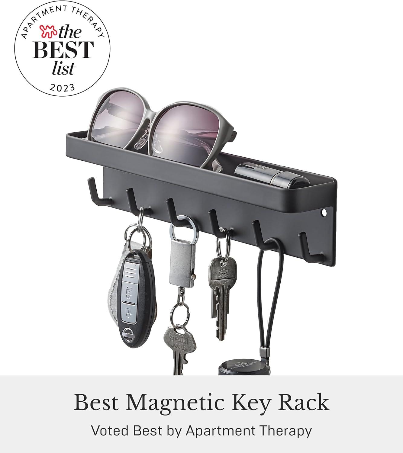 Yamazaki Home Magnetic Key Rack With Tray, Steel, Magnetic