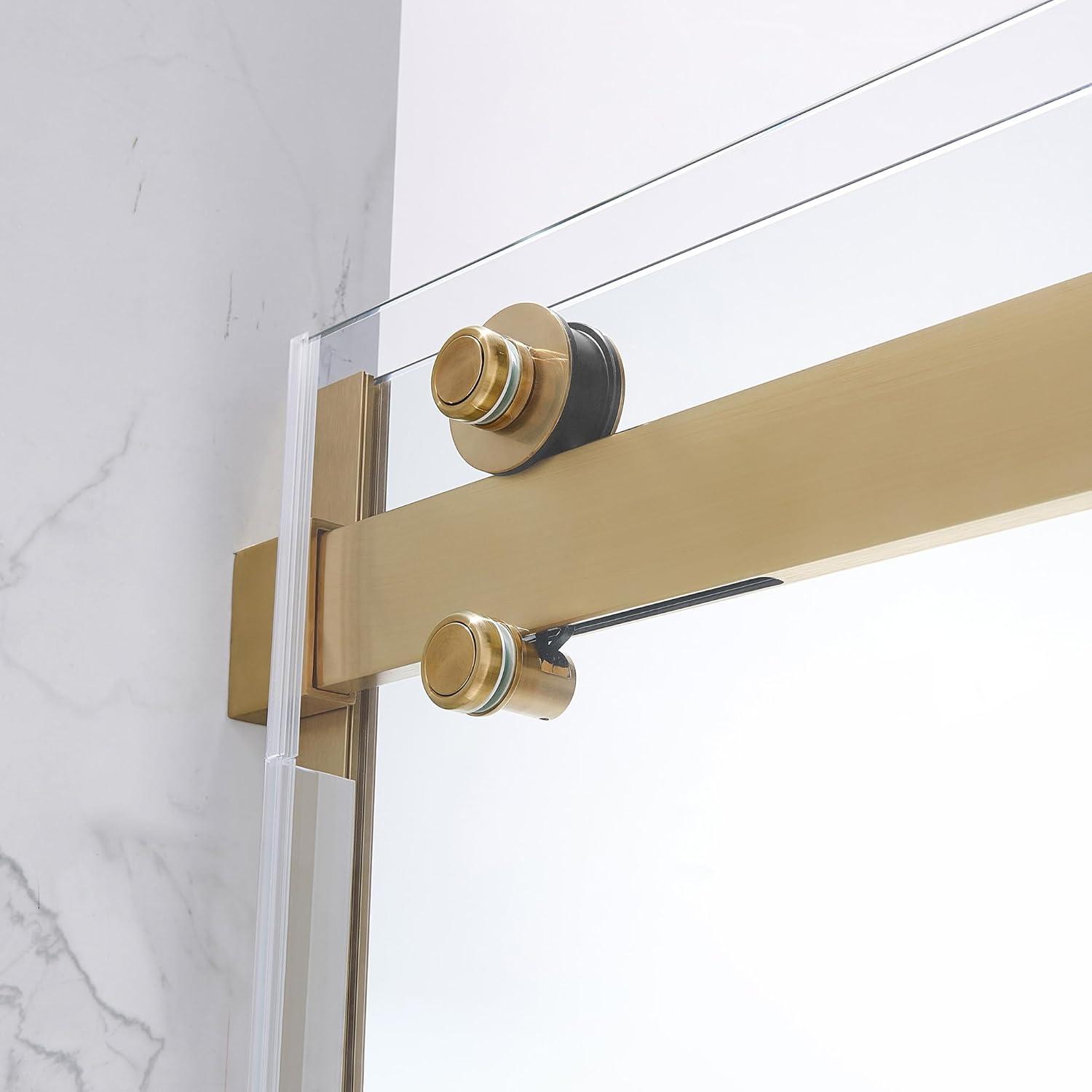 OVE Decors Bel Soft Close Gold 58-in to 60-in x 78.75-in Frameless Sliding Soft Close Shower Door