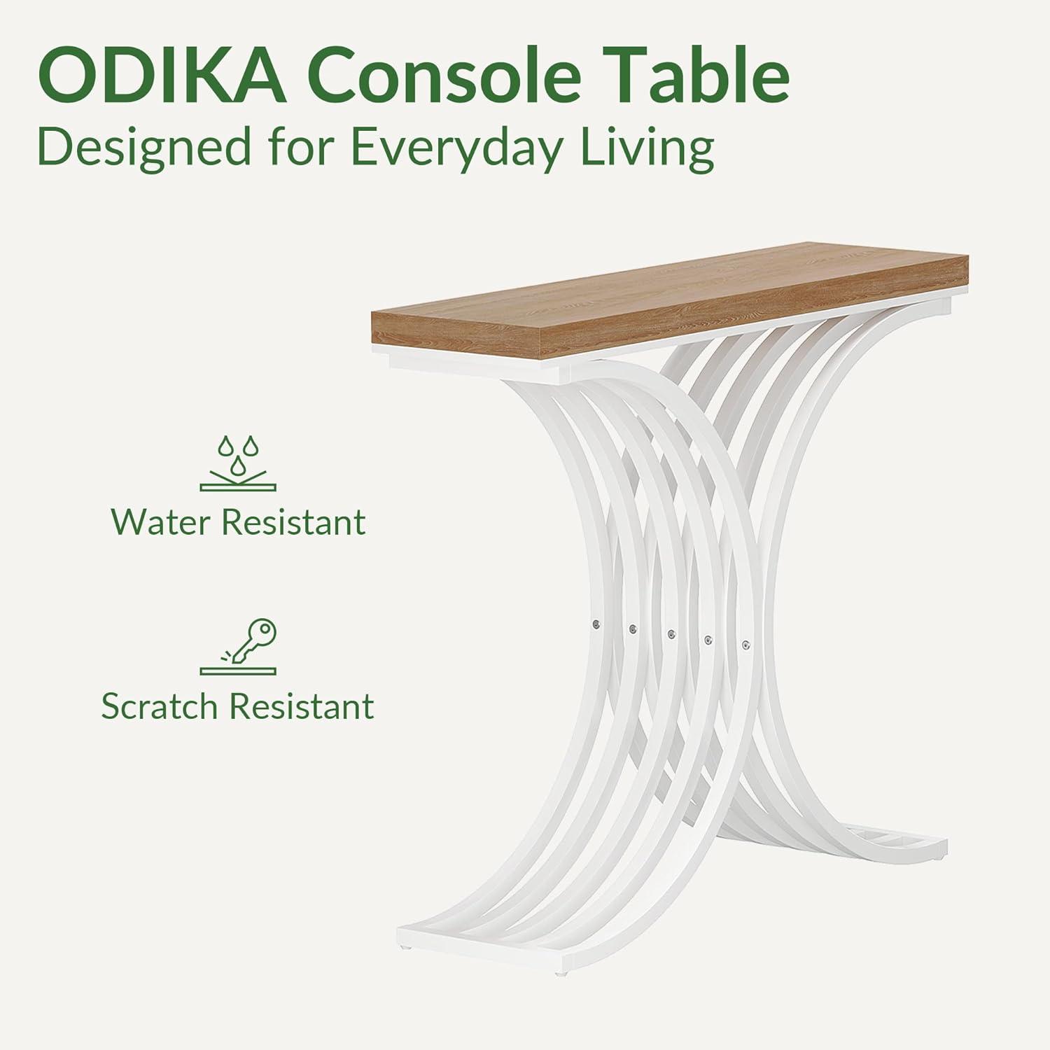 Console Table - Entryway Table for Living Room, Modern Sofa Accent Table with White Faux Marble Top