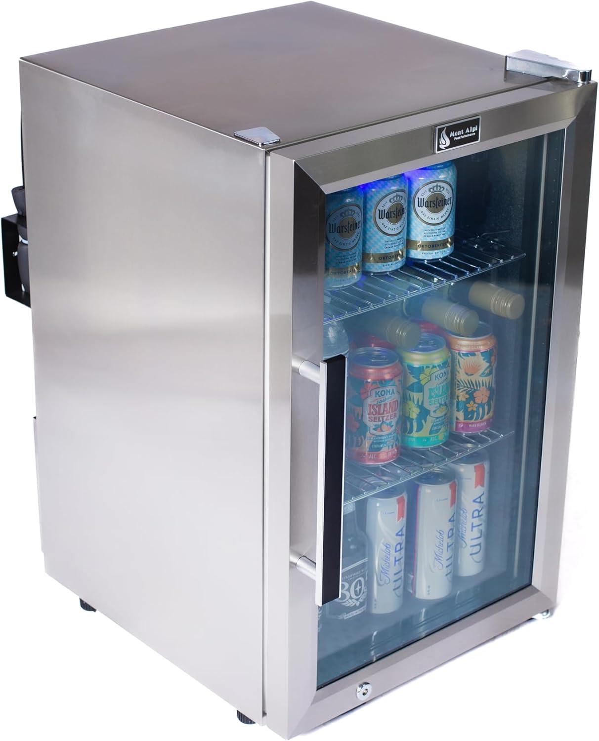 Compact Stainless Steel Outdoor Beverage Cooler with Glass Door