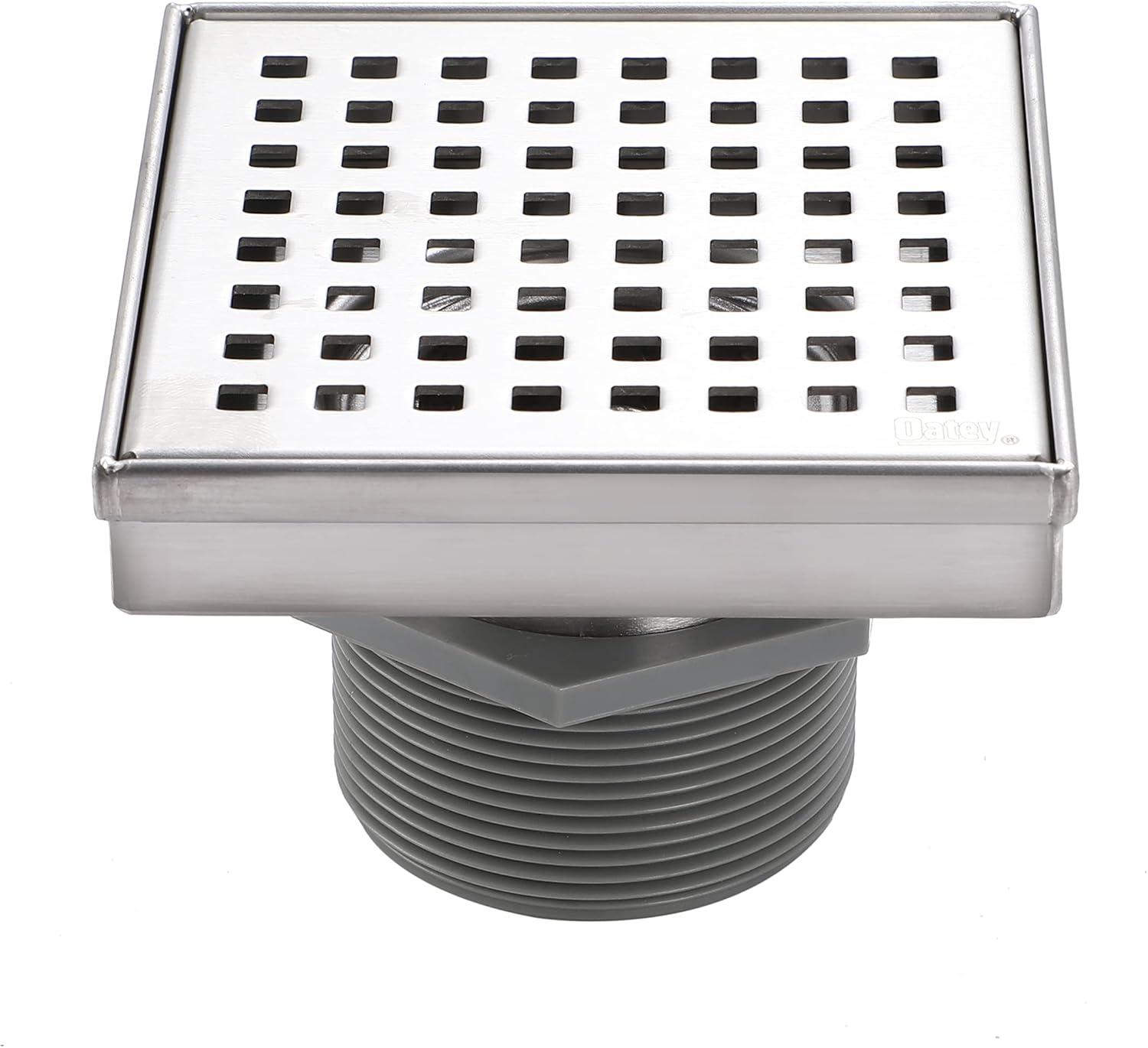 Design House 542852-SS 4" Square Shower Drain Modern Contemporary, Stainless Steel