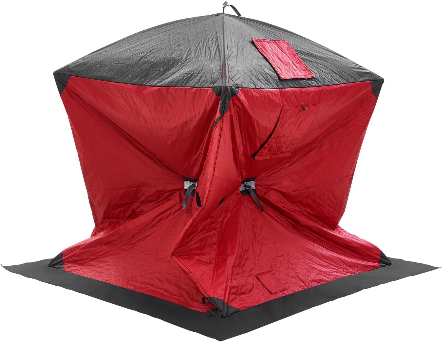 Red Pop-Up 2-Person Insulated Ice Fishing Tent with Carry Bag