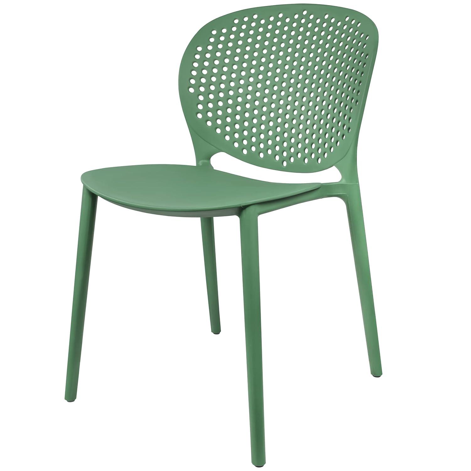2xhome Set of 2 Modern Pool Patio Chairs, Contemporary Plastic Armless Dining Accent Side Chairs for Indoor or Outdoor Use, Teal