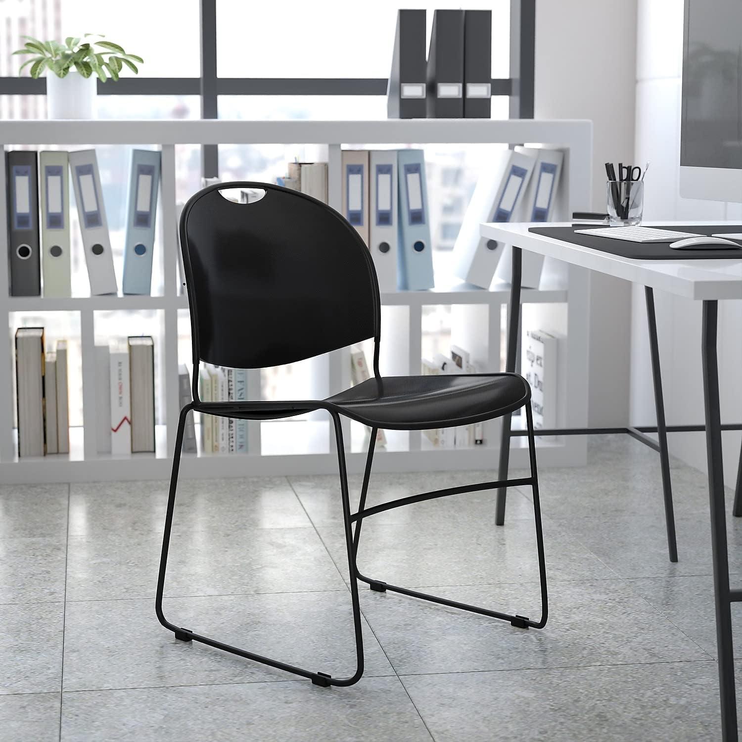 Flash Furniture Gaea 880 lb. Capacity Ultra-Compact Stack Chair with Metal Frame (Set of 5)