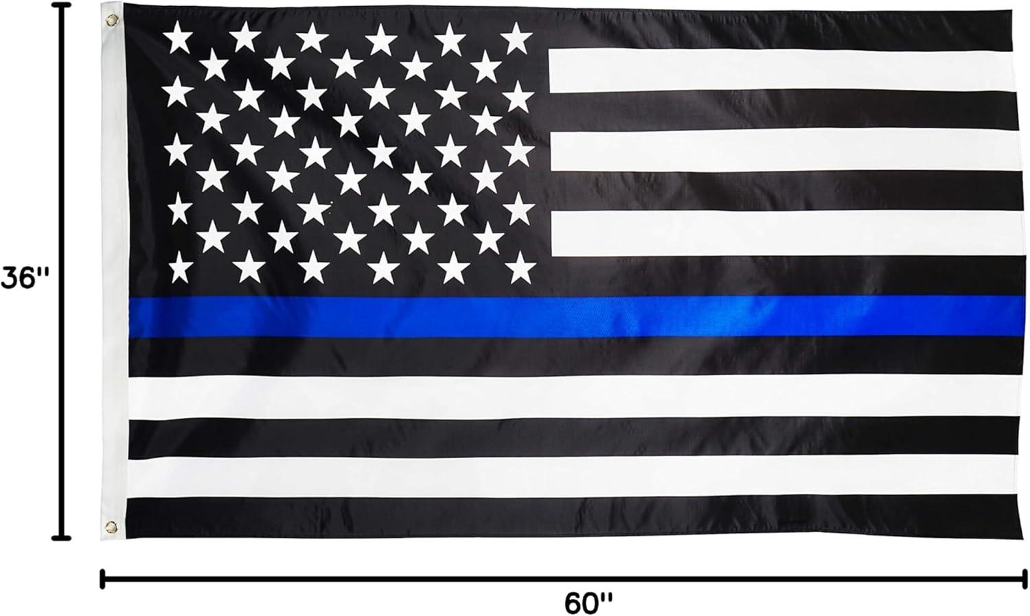 3' x 5' Thin Blue Line American Flag in Durable Nylon