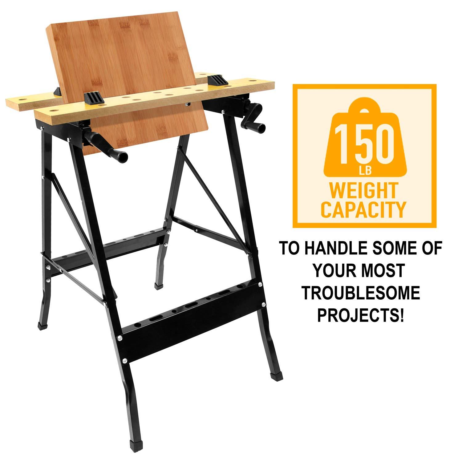 Portable Folding Workbench with Adjustable Clamps and Steel Frame