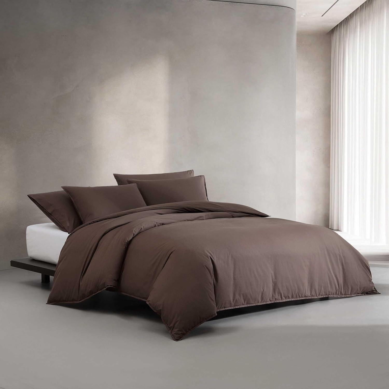 Calvin Klein Washed Percale Solid Cotton Duvet Cover Set